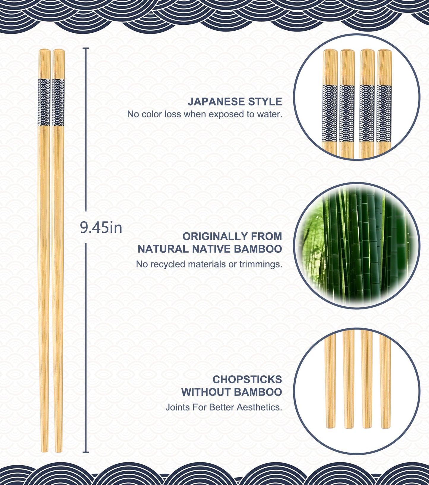 LOROTOCO 100 Pairs Bamboo Chopsticks | Disposable | Reusable | Separated Chopsticks Dishwasher Safe - （9.45in）