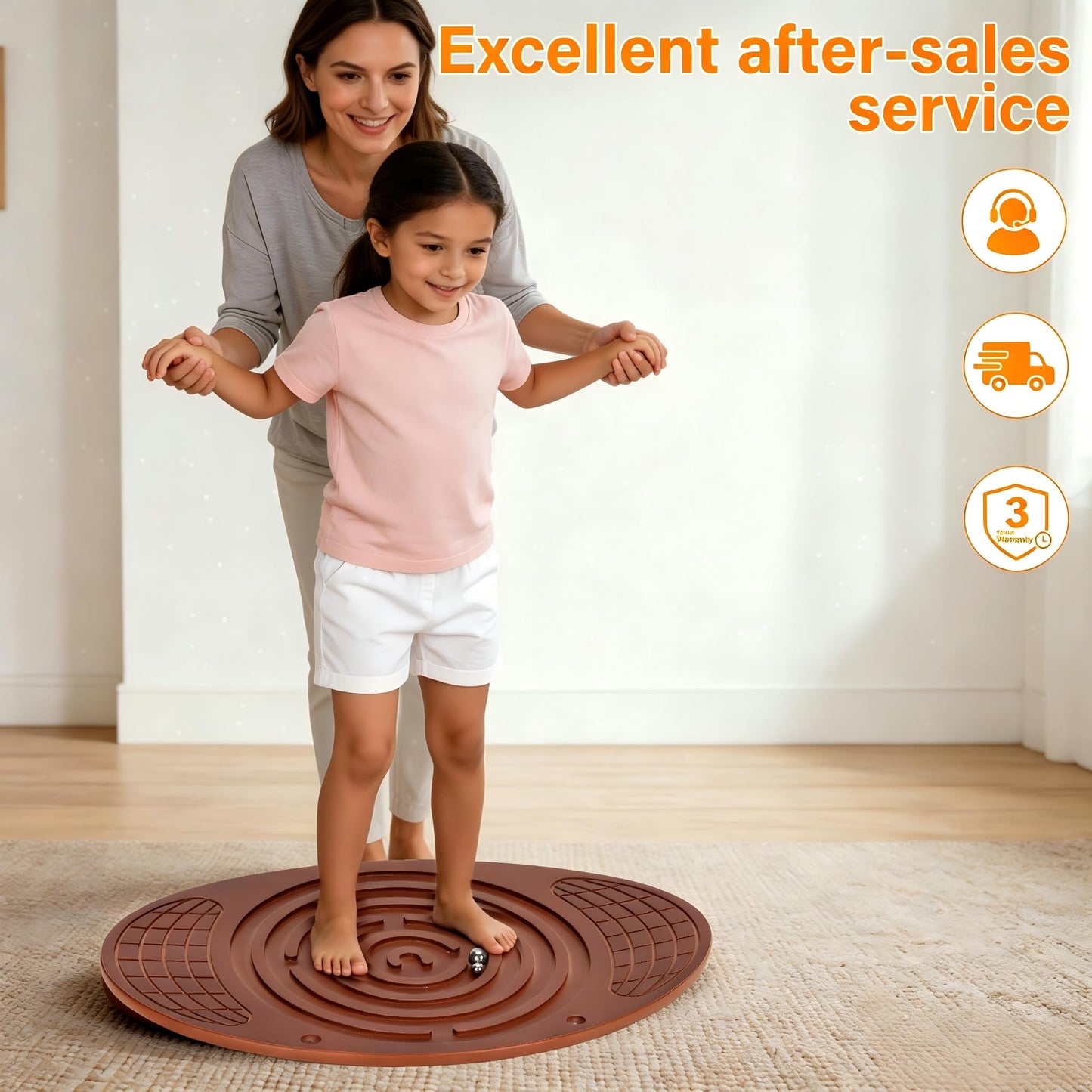 Wooden Balance Board With Maze, Wobble Board for Kids, Toddlers, Teens & Adults for Exercise Training, Wobble Balance Board for Core Training, Surf/Ski/Skate Prep, Rated for 440 Pounds of Weight