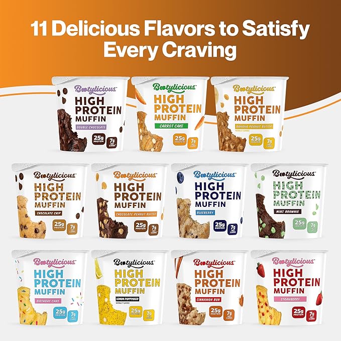 Bootylicious | High-Protein Muffin | Chocolate Lovers | 25g Protein, 7g Net Carbs, Low Glycemic Index, 12-Pack