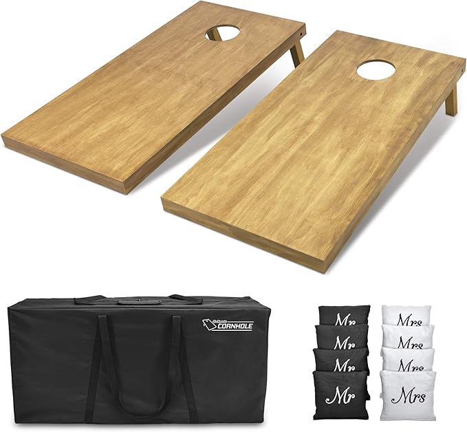 GoSports 4 ft x 2 ft Regulation Size Wooden Cornhole Boards Set - Includes Carrying Case - Full Regulation Size Bean Bag Toss Boards