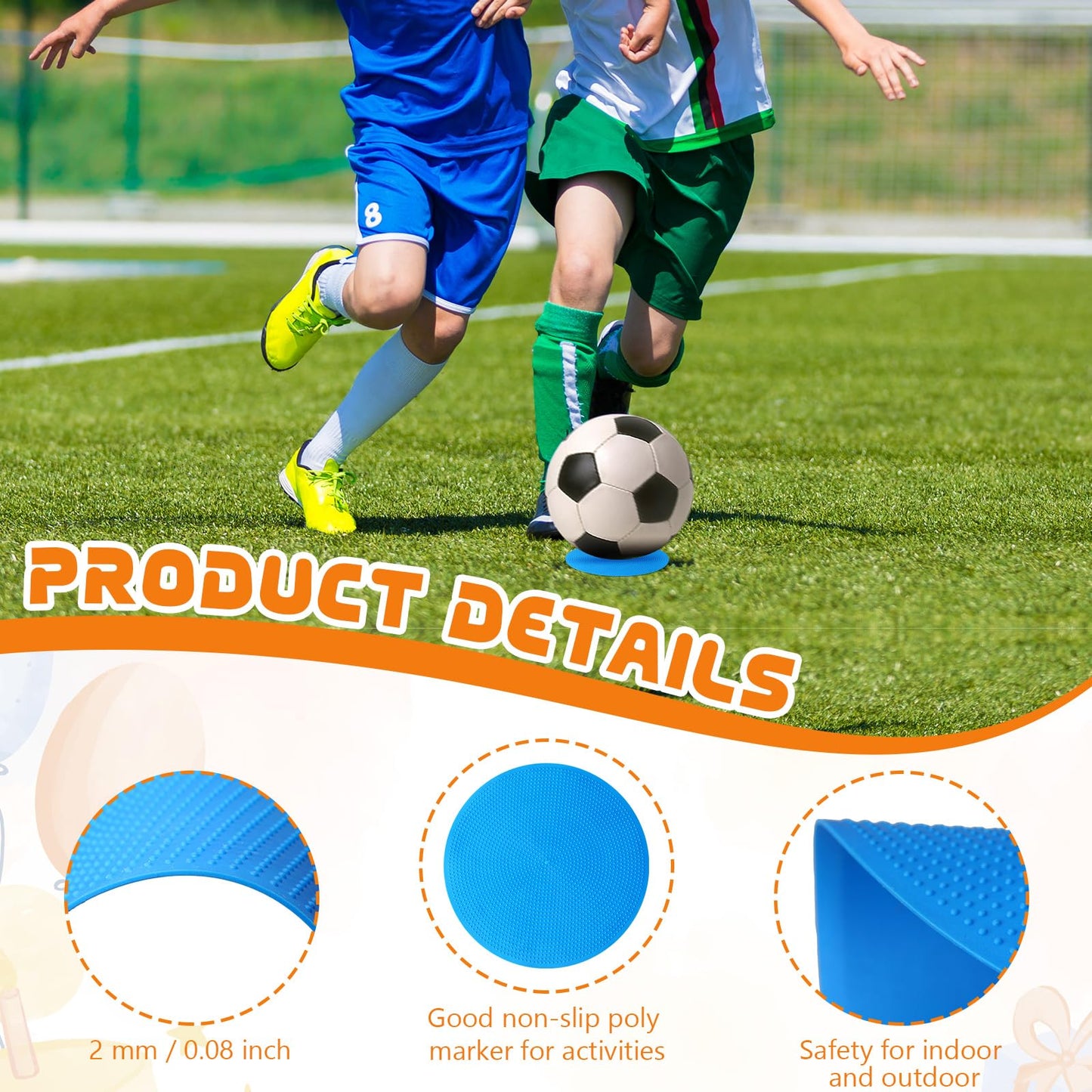 wlilupah 6 Pcs Poly Spots Markers 4 Inch Floor Spot Markers Dots for Gym Marker Poly Sports Training for Gym Floor Soccer Basketball Speed Agility Training Field Marking Equipment (Blue)