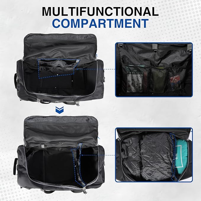 REDCAMP 85L/120L/140L Foldable Duffle Bag with Wheels, Large Travel Duffel Bag