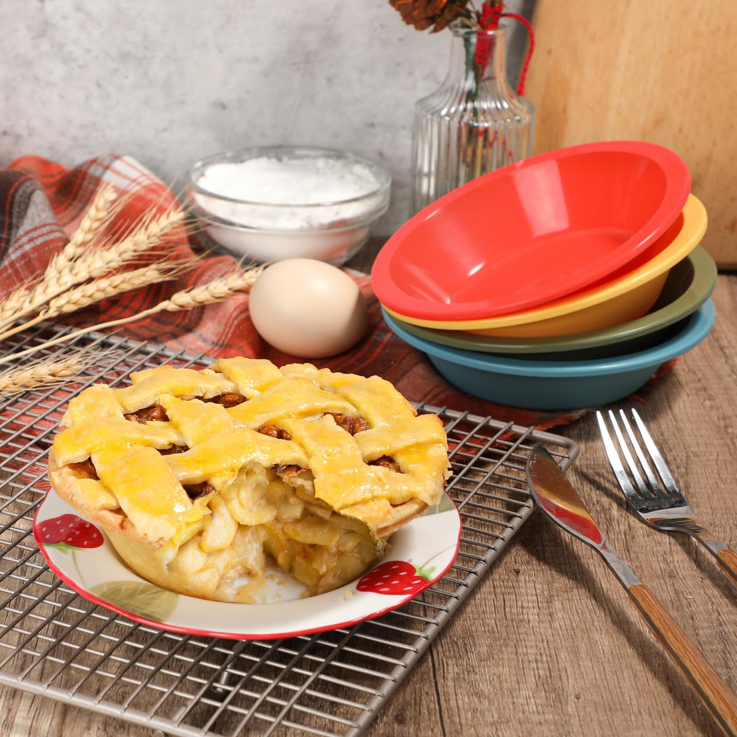 Webake 5 Inch Silicone Mini Pie Pans for Baking, Non-stick Small Tart Pan Quiche Baking Dish, BPA-Free Set of 4