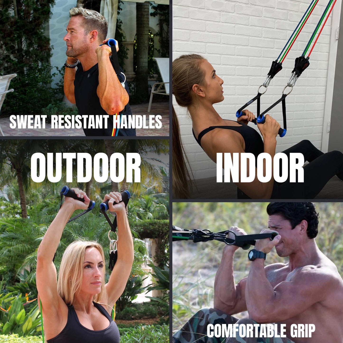 Bodylastics Basic Series Resistance Band Set-Resistance Bands, Handles, Ankle Straps, Door Anchor, Carry Bag Heavy-Duty Exercise Bands and Snap Reduction Tech (3-190 Lbs Set Assorted)