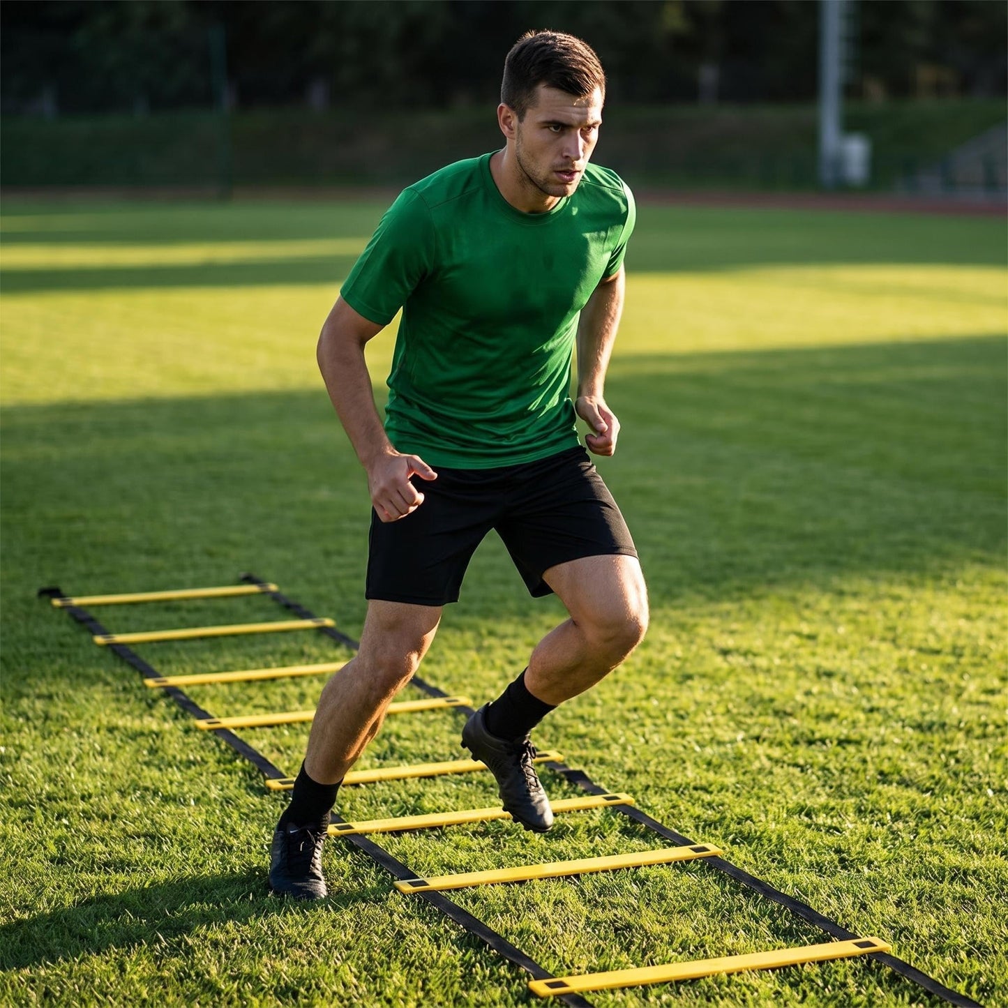 Qtopun Agility Ladder Speed Training Ladder 12 Rung 20ft with Carrying Bag, Adjustable Soccer Training Equipment for Football Basketball Drills, Fitness Workout Sports Outdoor Exercise