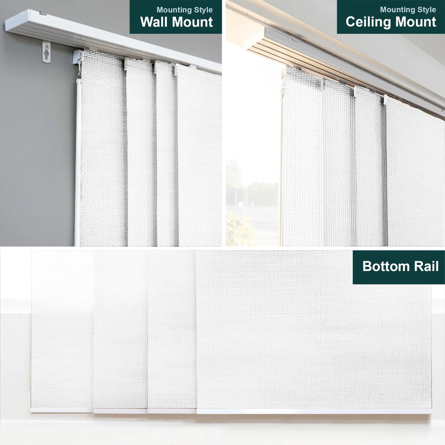 CHICOLOGY Panel Track Blinds for Sliding Glass Door, Adjustable Track for Patio Entry, Large Windows, Closet Opening and Room Divider, Trim to Fit Fabric Shades, 46 to 86 W x 96 H, White