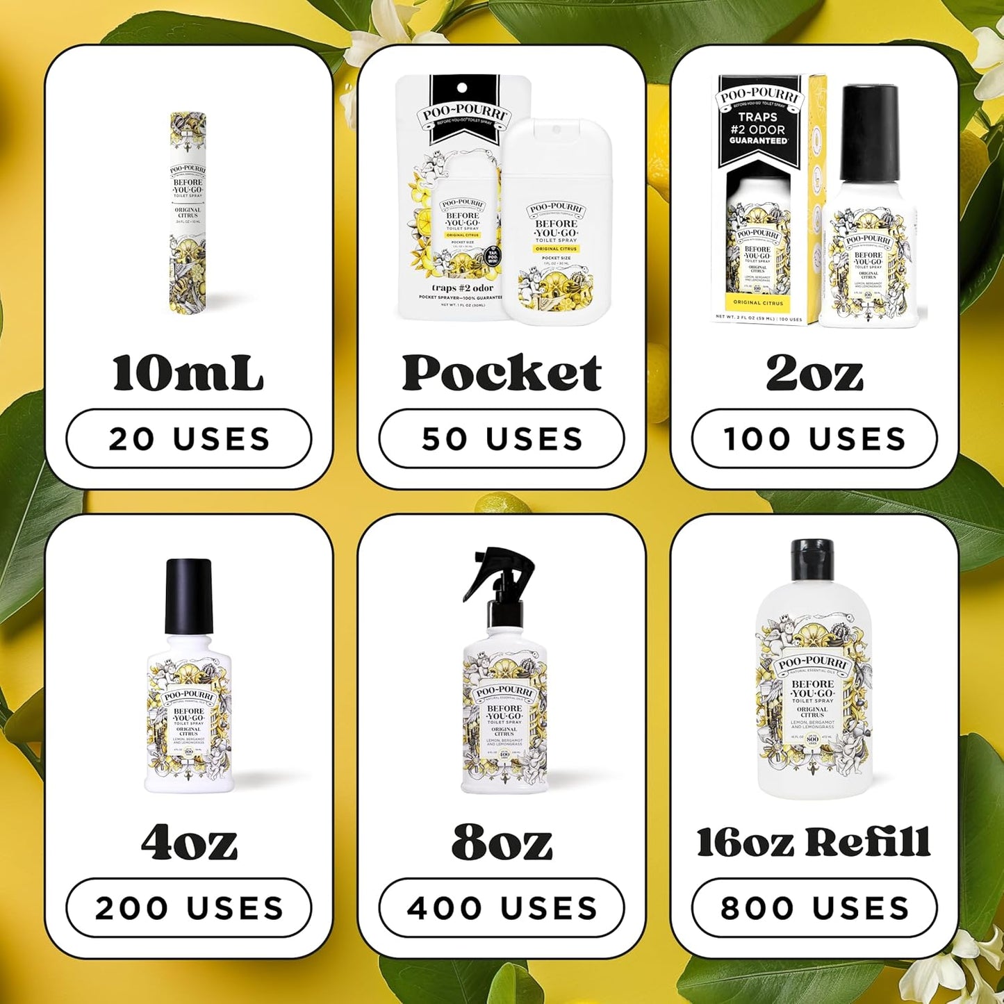 Poo-Pourri Before-You-Go Toilet Spray Bundle | Original Citrus 2 Fl Oz & Travel Size 1 Fl Oz