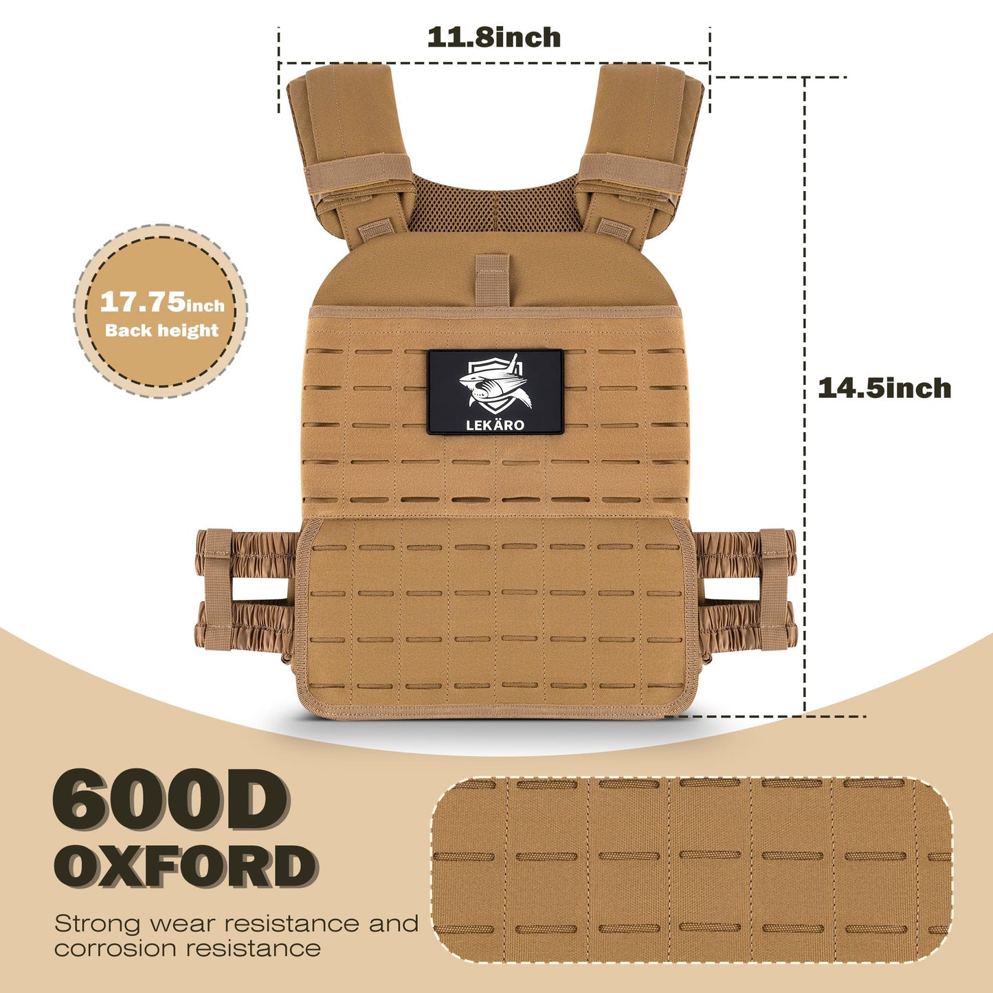 Adjustable Weighted Vest for Men Women – Tactical Vest for Rucking, HIIT & CrossFit, Fits 10x12 Plates, 600D Breathable Weight Vest & Exercise Vest for Strength Training, Weights Not Included
