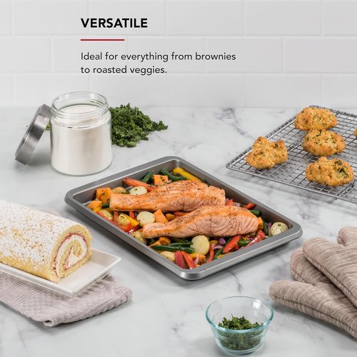 KitchenAid Nonstick Aluminized Steel Baking Sheet - 9x13in | Durable Contour Silver Design