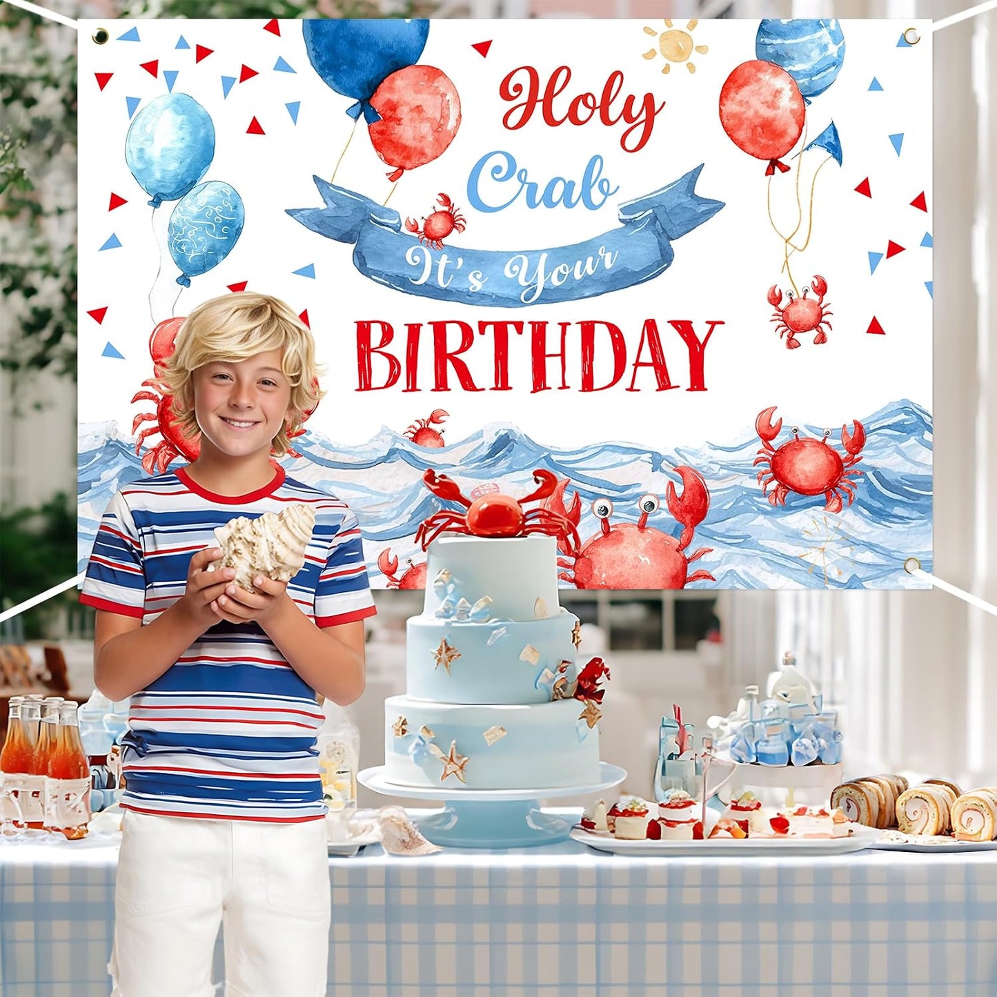 Merrystorm 5 3ft Crab Birthday Backdrop Crab Birthday Party Decorations Holy Crab Its Your Birthday Photograph
