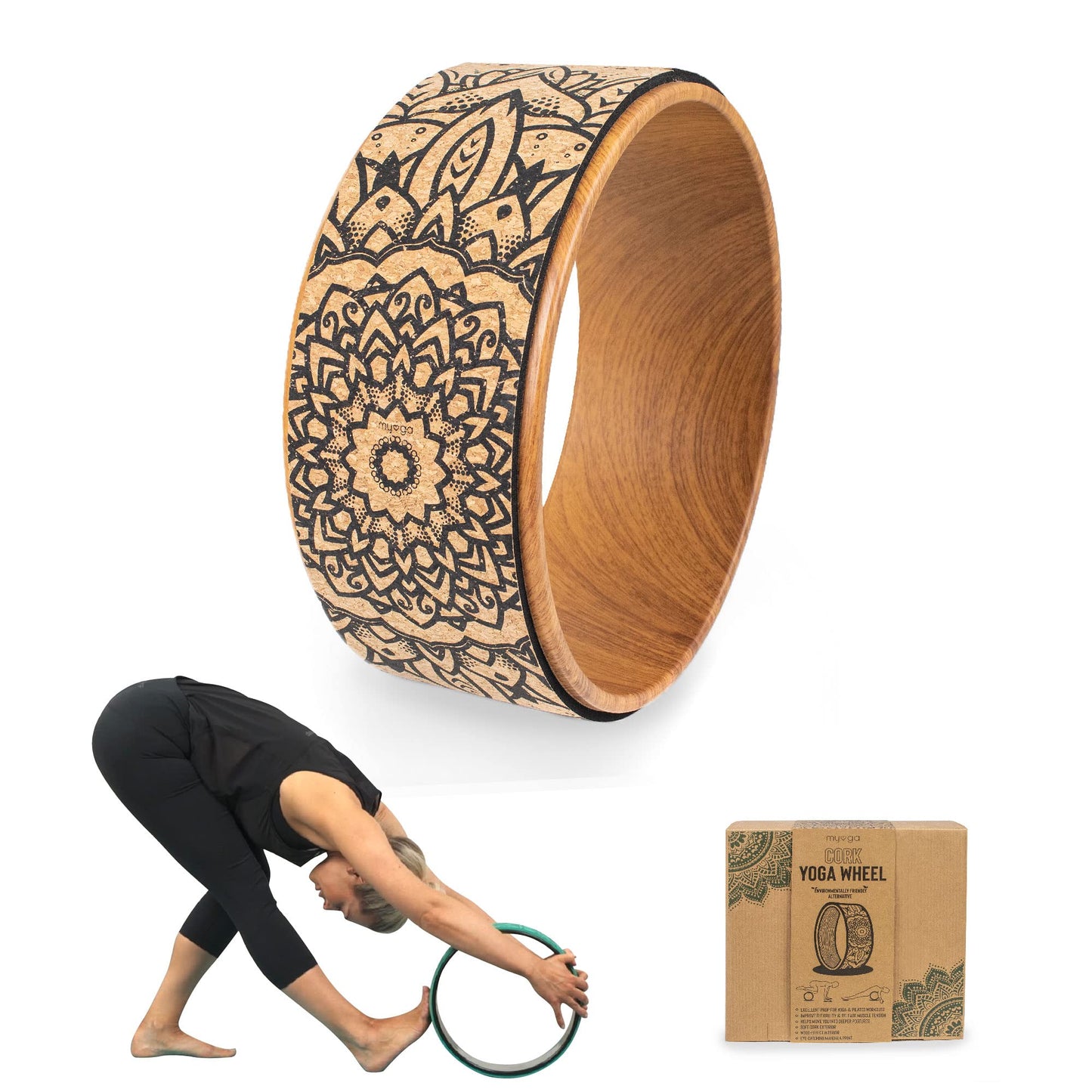 Myga Yoga Wheel,Exercise Prop for Back Pain, Yoga Poses, Pilates, Stretches, Backbend Inversions and Bridge Position,Improves Flexibility, Balance and Core Strength