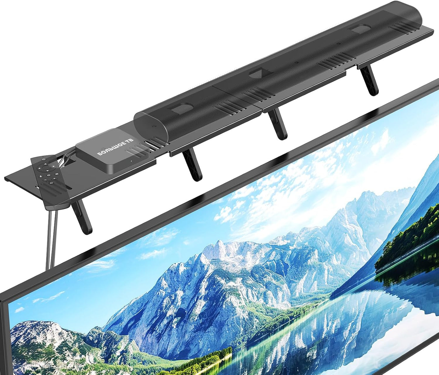 CUISIBOT 15 Lbs, 33.8x4.7inch Soundbar Mount, No Drilling Steel TV Top Shelf Fits Most of Sound Bars Up to Universal
