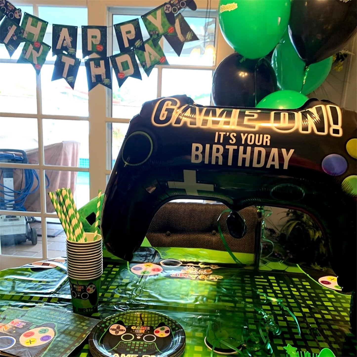 Skiennix Video Game Party Balloons - Giant Controller Mylar Foil Balloons | 5-Piece Set for Kids' Birthday Celebrations