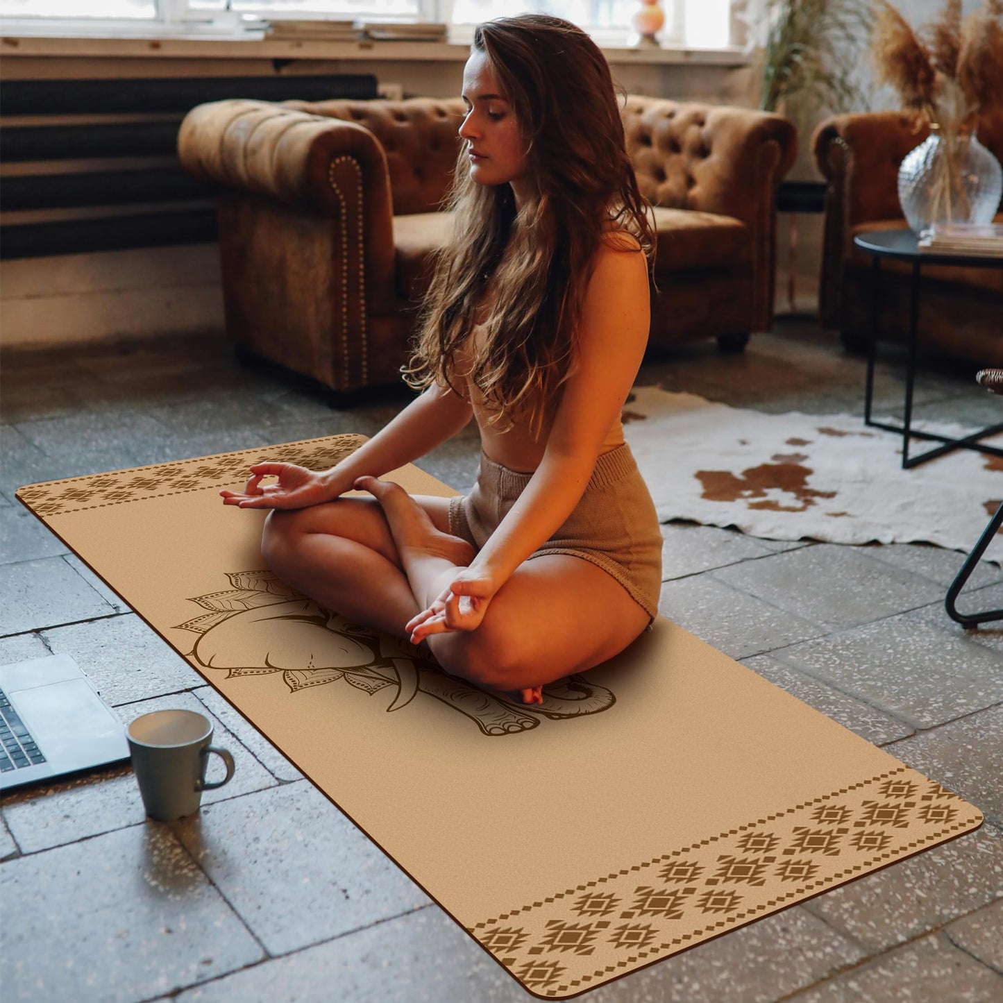 IKULE Premium Cork Yoga Mat Non Slip Thick Cork Exercise & Fitness Mat for Yoga, Pilates, & Home Workouts(72" x 24" x 5mm Thick)