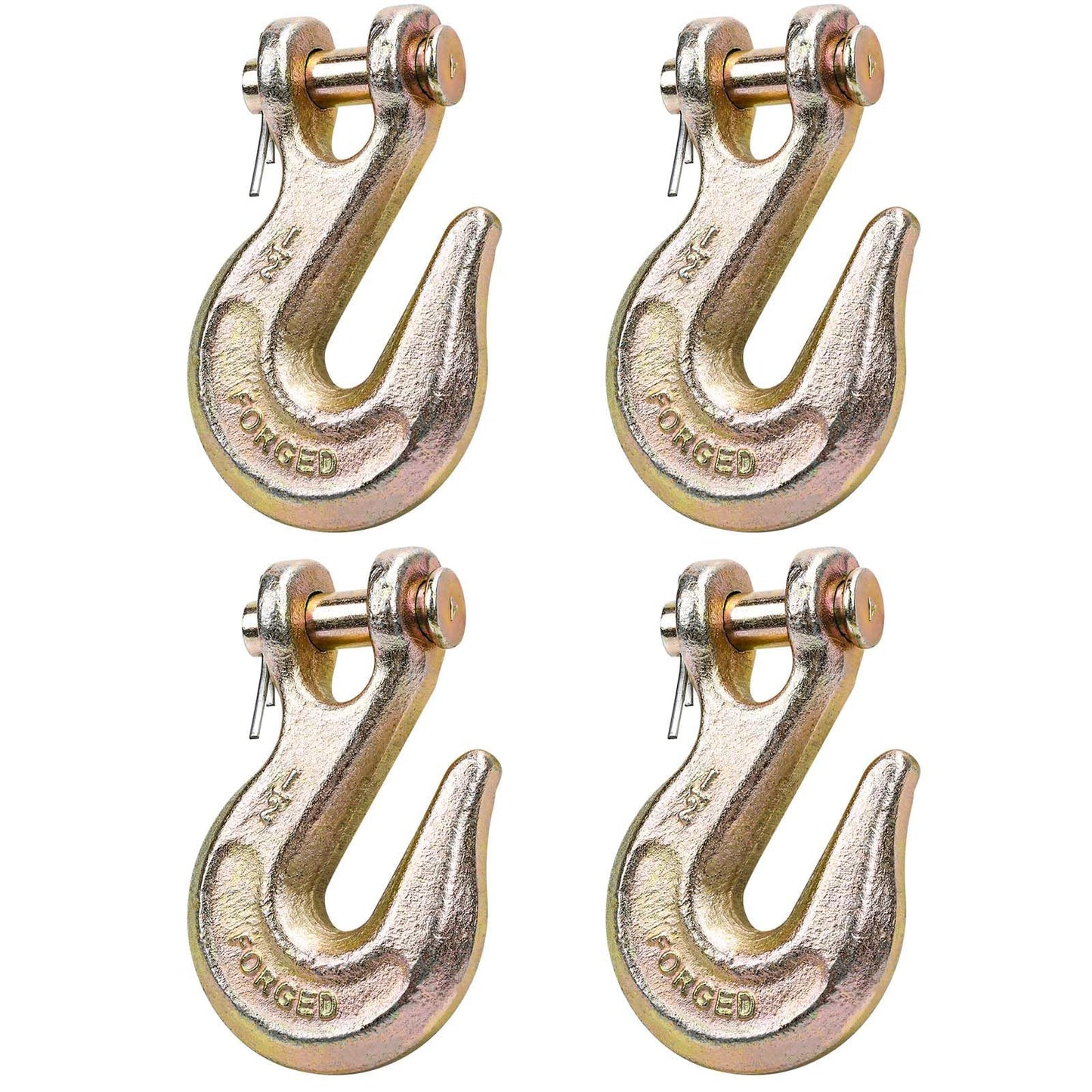 Lechansen 1/2'' G80 Chain Grab Hook Heavy Duty, 4 Pack Grade 80 Clevis Grab Hooks, 1/2" G80 Tow Hooks Zinc Plating, 12,000 Lbs Working Load Limit, Transport Chains Hook, Trailer Trucks Hook