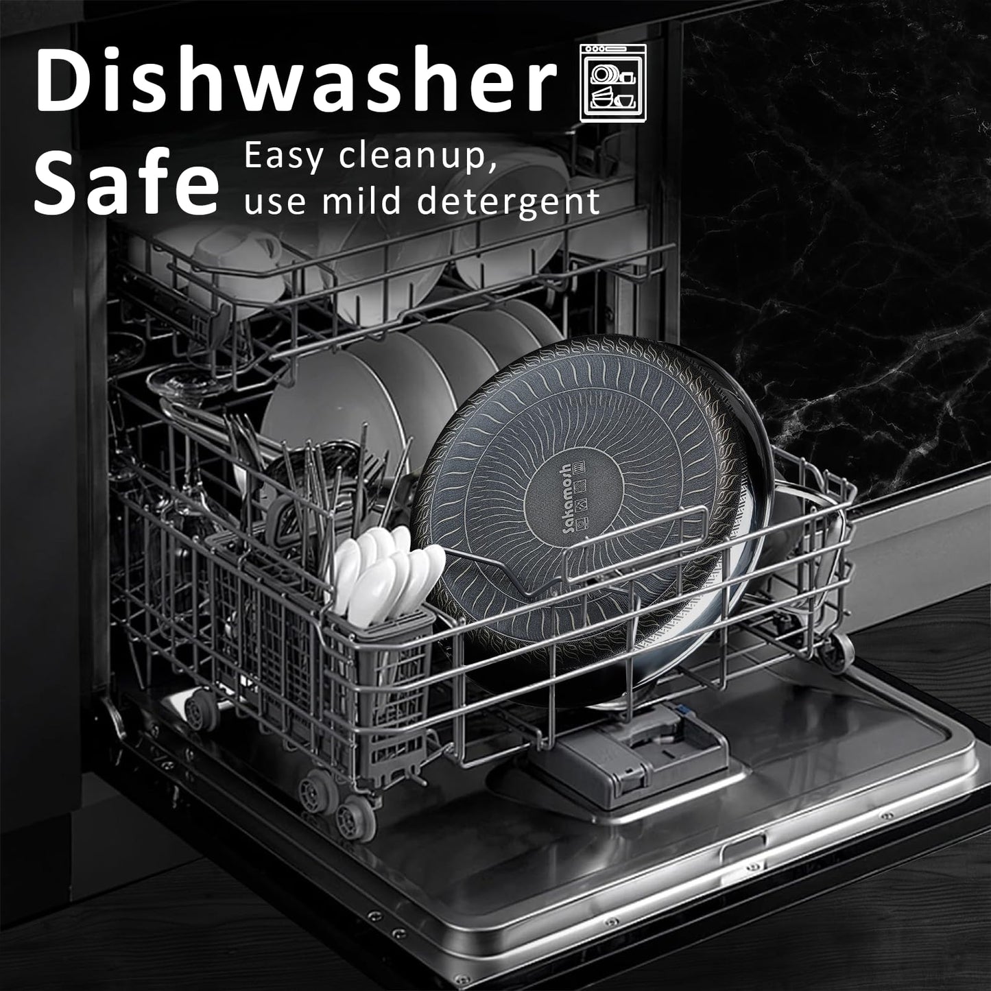 SAKAMOSH 8" Non Stick Frying Pans, Hybrid Ceramic Stainless Steel Pan, Skillet with Stay-Cool Handle, Non Toxic, PFAS PFOA PTFE Free, Dishwasher & Oven Safe, Induction, Compatible with All Cooktops