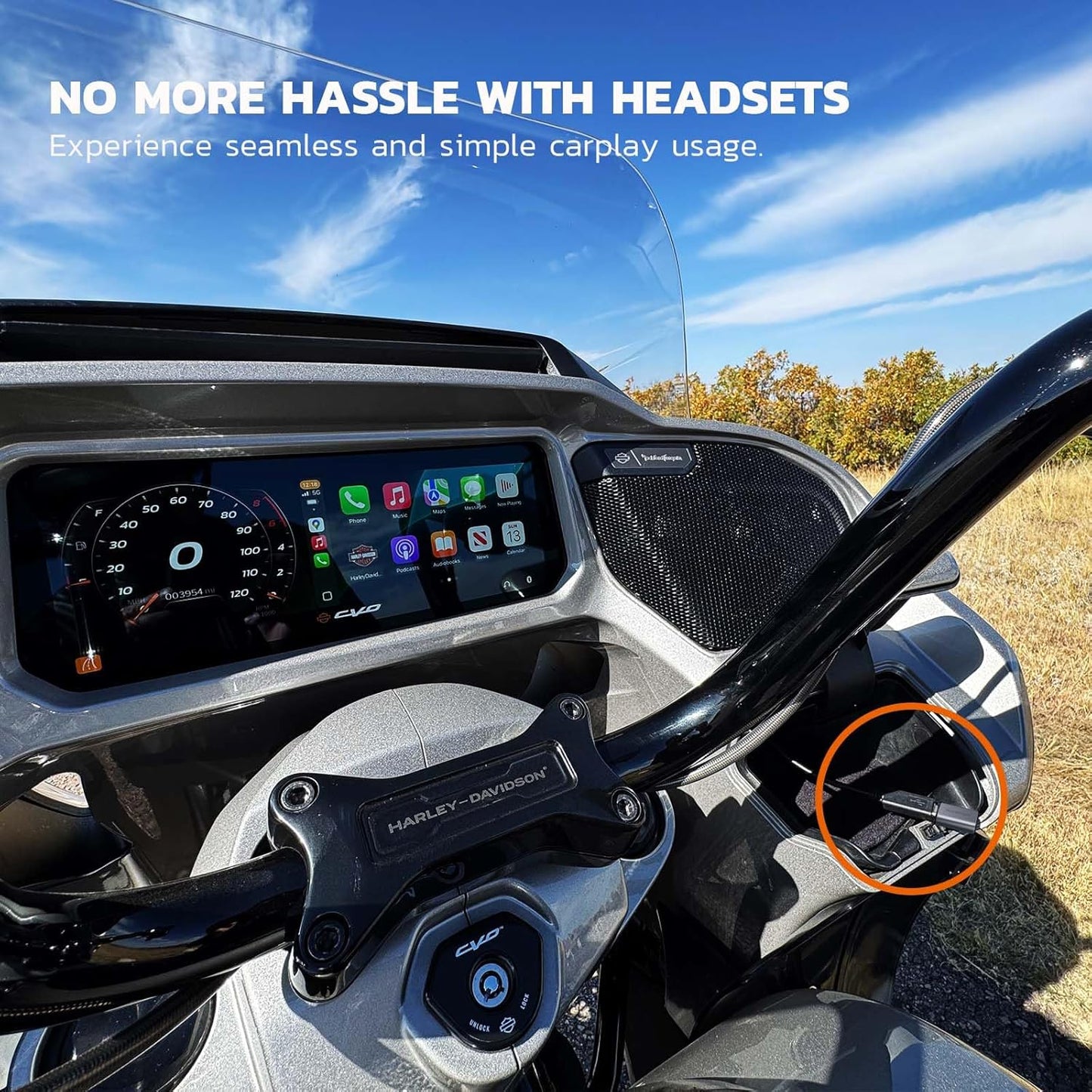 MaedHawk 2.0 Headset Bypass Motorcycle CarPlay Bluetooth Adapter with Passthrough USB-C Charging Port (Grey)