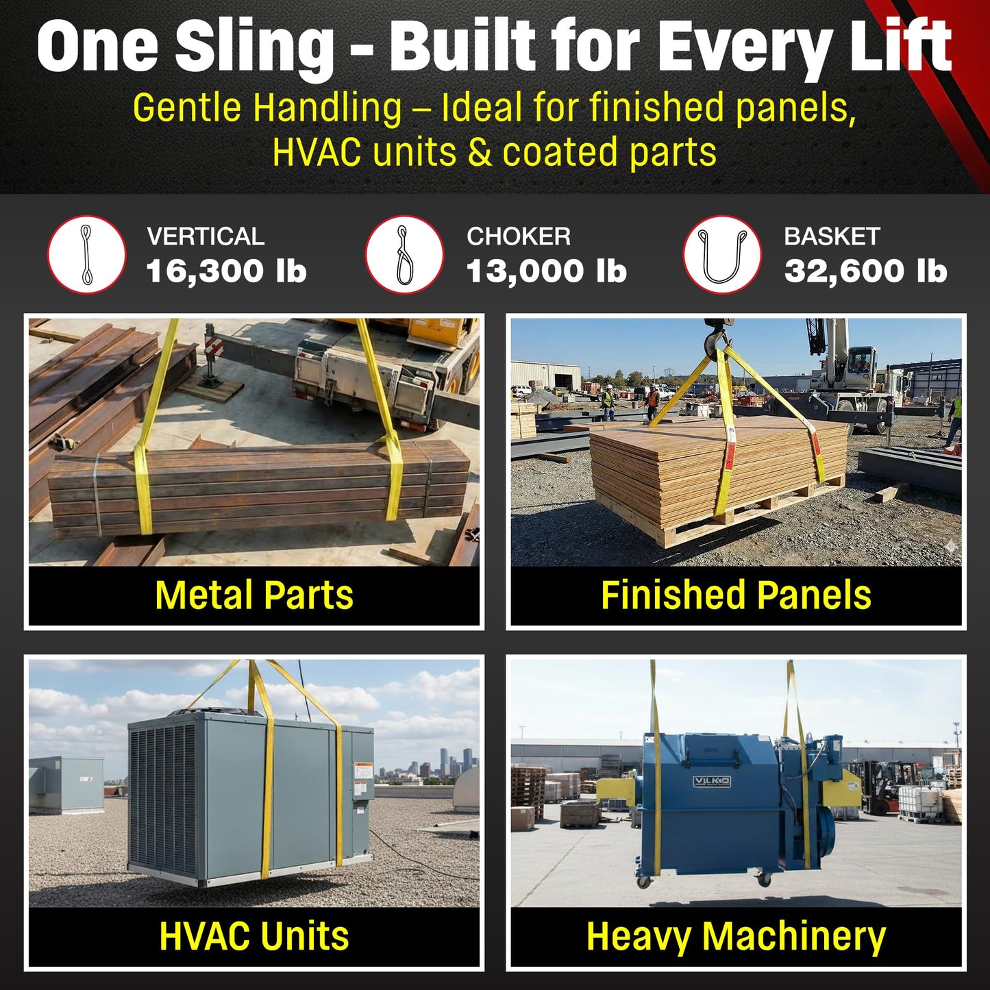 DD Sling 6" × 10' Nylon Lifting Sling – USA Made, 16,300 lb Vertical, 13,000 lb Choker, 32,600 lb Basket – 2-Ply Heavy Duty 900 Webbing, Type 4 Twisted Eye & Eye Rigging Sling
