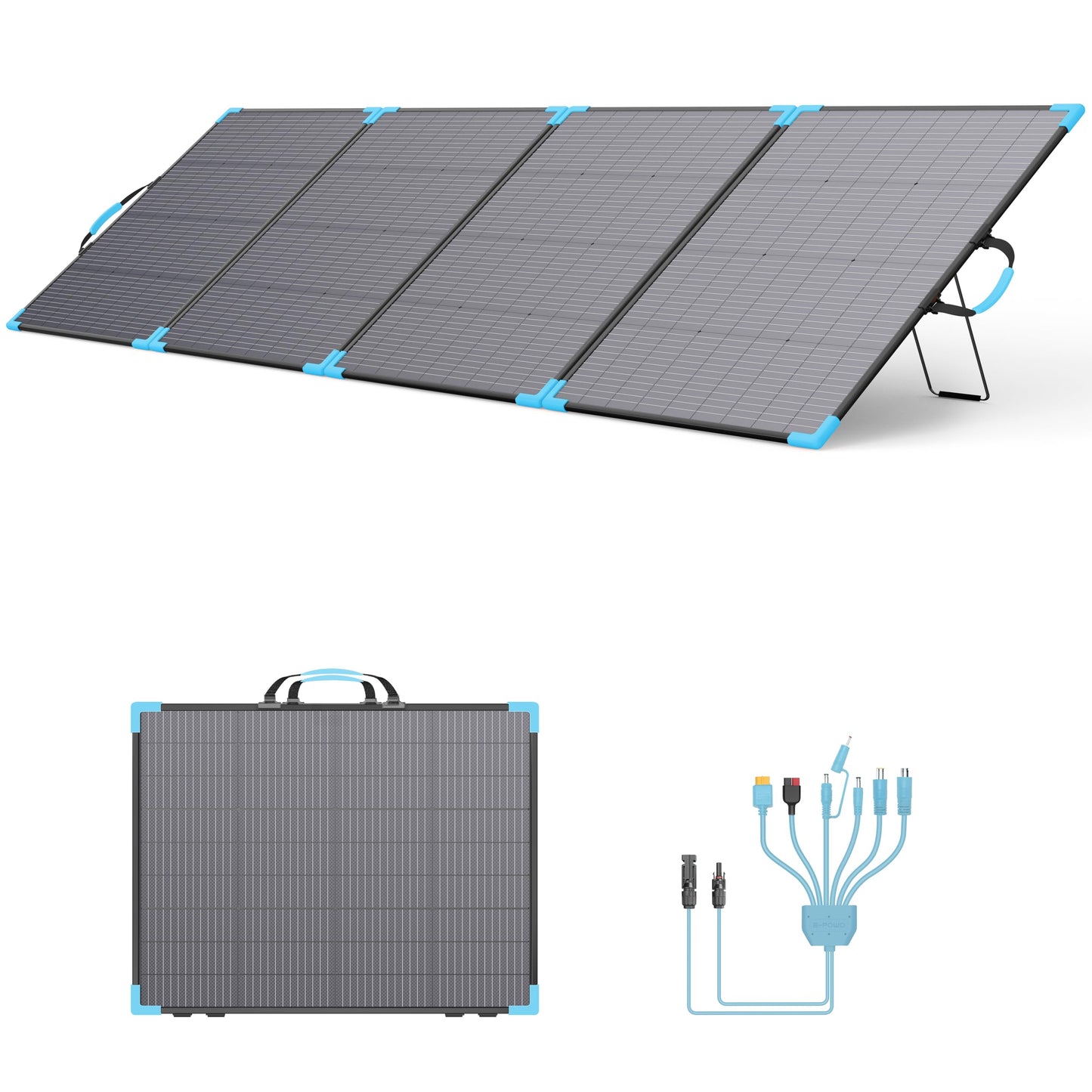 E-POWO 400W Bifacial Portable Solar Panel for Power Station, 23.5% High Efficiency ETFE Foldable Solar Charger for Camping Essentials,IP68 Waterproof 3 Reinforced Kickstands for RV Off-Grid Blackouts