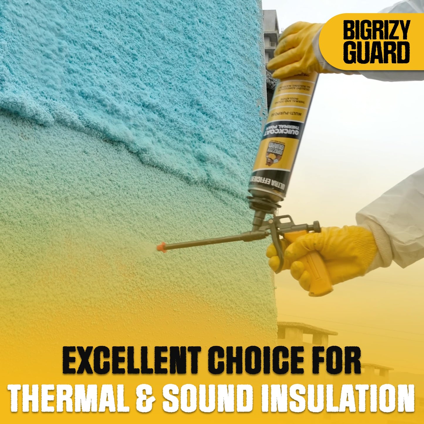 Bigrizy Guard Closed Cell Spray Foam Insulation - 12 Pack, DIY Polyurethane Expanding Insulation Sealant for Garage Door, Attic, Walls - Covers 240 Board Feet (Gun & Cleaner Not Included)