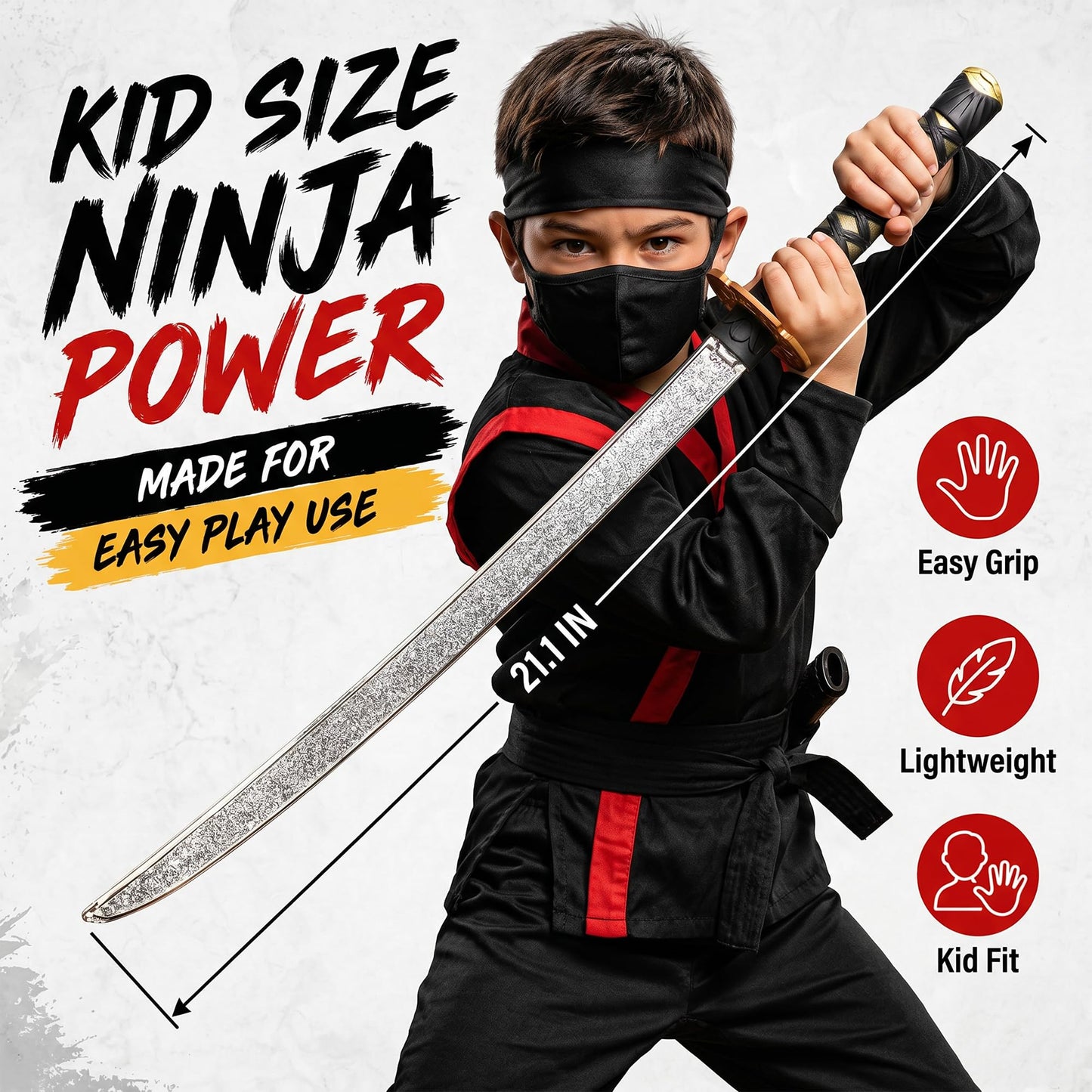 Liberty Imports Ninja Warrior Bow and Arrow Archery Set with Katana Sword, Sai, Melee Toy Weapons for Kids Pretend Role Play Equipment, Cosplay, Costume Accessories