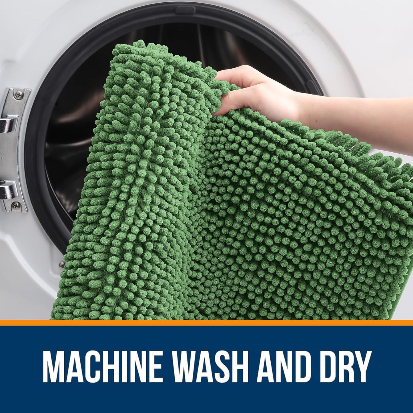 OLANLY Large Bath Rugs - Extra Soft Chenille, Quick Dry & Machine Washable | 47x32, Olive Green