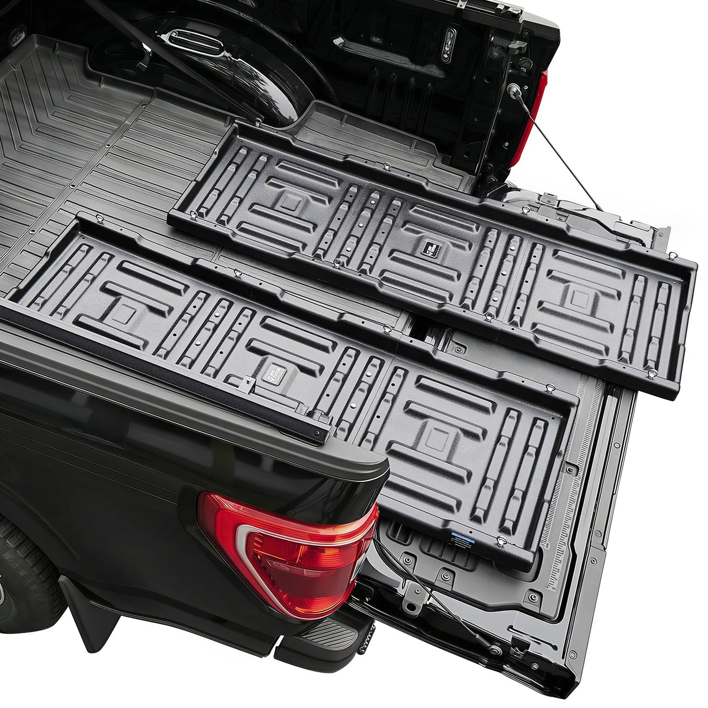 JOYTUTUS Truck Bed Slide Out Compatible with Ford Silverado Ram GMC Sierra Gladiator Toyota Tacoma, Adjustable Length HDPE Heavy-Duty Cargo Storage Tray, Max 350 LBS