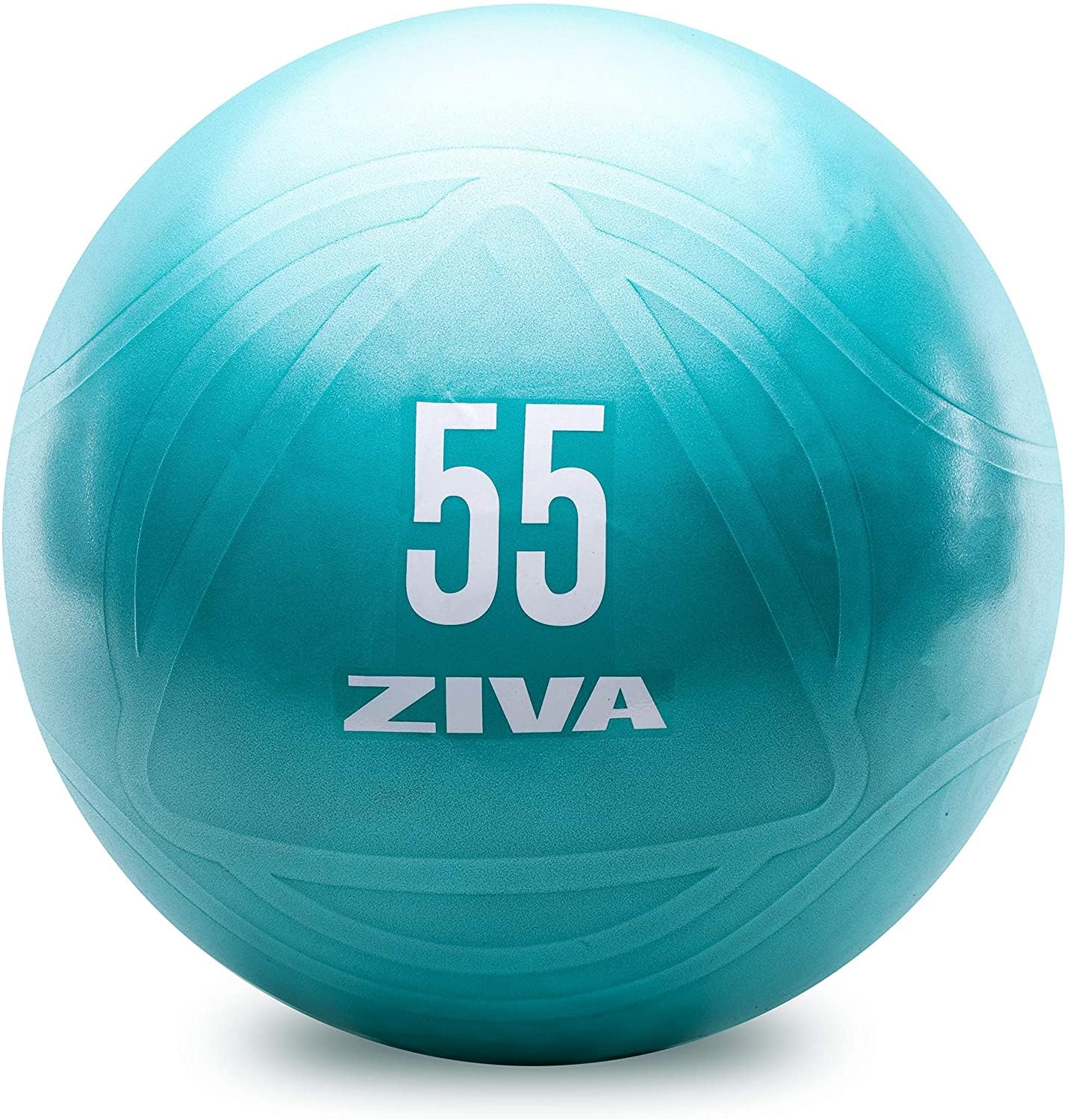 ZIVA Anti Burst Core Fitness Exercise Ball - Professional Grade Slip Resistant Yoga Ball for Stability Balance - Multiple Sizes, 55-75cm, 55 cm - Turquoise