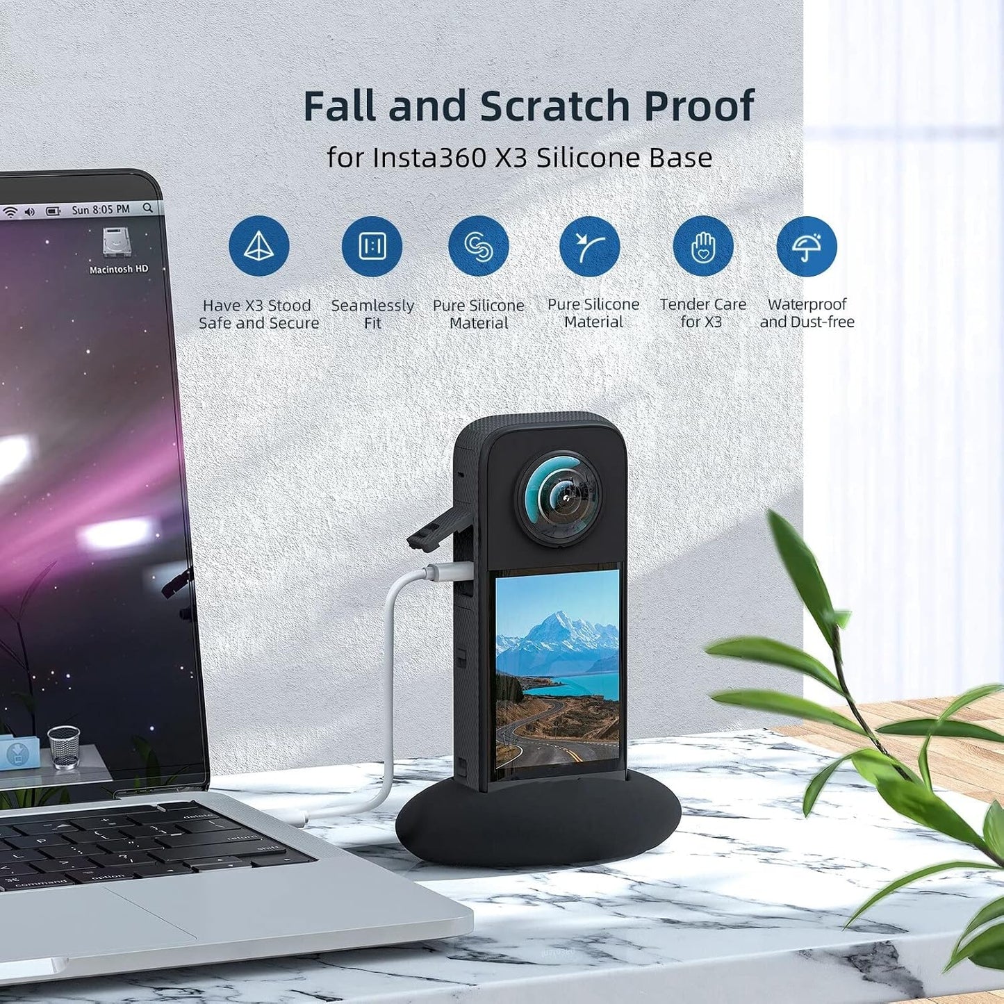 SWITMH Insta360 X3 Silicone Based Desktop Protection for Panoramic Action Camera Accessories Silicone Base