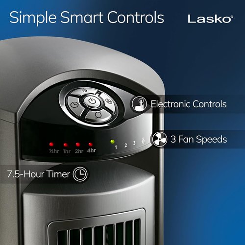 Lasko Oscillating Tower Fan - Quiet 42" Floor Fan with Remote Control | Sleek Silver Design