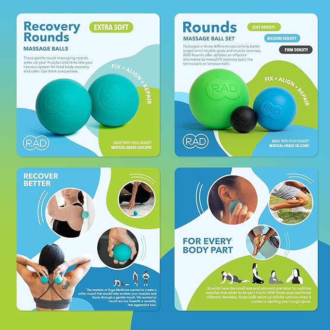 RAD Baller Bundle ??Myofascial Release Balls for Full Body Mobility & Recovery, Trigger Point Relief ??Includes Rounds (Set of 3), Recovery Rounds (Set of 2), and Neuro Ball Foot Roller