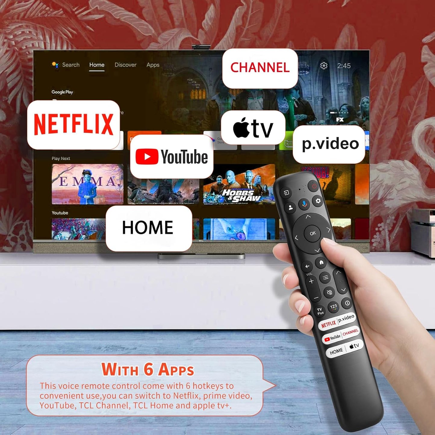 Angrox Q6/Q7/QM8/S3/S4 Voice Replacement Remote for TCL Google TV Remote, Compatible with TCL SeriesNot Applicable