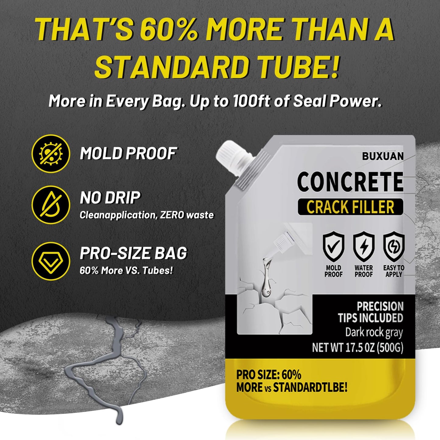 Concrete Crack Filler, Cement Crack Filler Outdoor, Waterproof Repair Sealant, Quick-Drying Sealing Adhesive, for Driveway, Walkway, Patio, Joint (3)