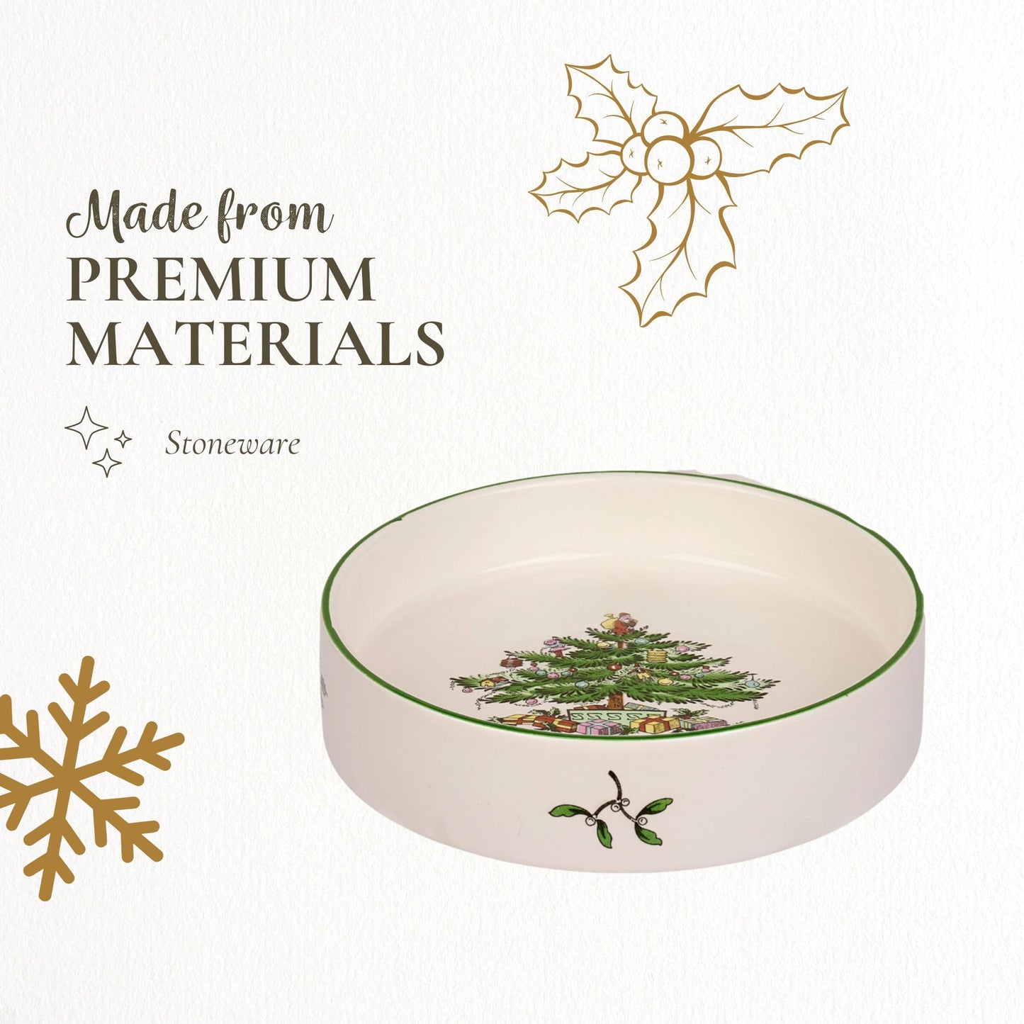 Spode Christmas Tree Wine Chiller & Coaster Set, Dishwasher, Microwave & Freezer Safe - Stoneware Wine Cooler with Festive Coaster - Hostess Gift for Holiday Entertaining
