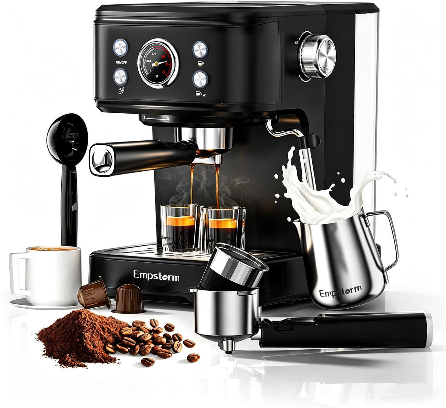 Empstorm 20 Bar Espresso Machine with Milk Frother Steam, for Nespresso Original Capsules Espresso maker 2 IN 1 expresso maker, Professional Cappuccino Expresso Machine for Home Or Office