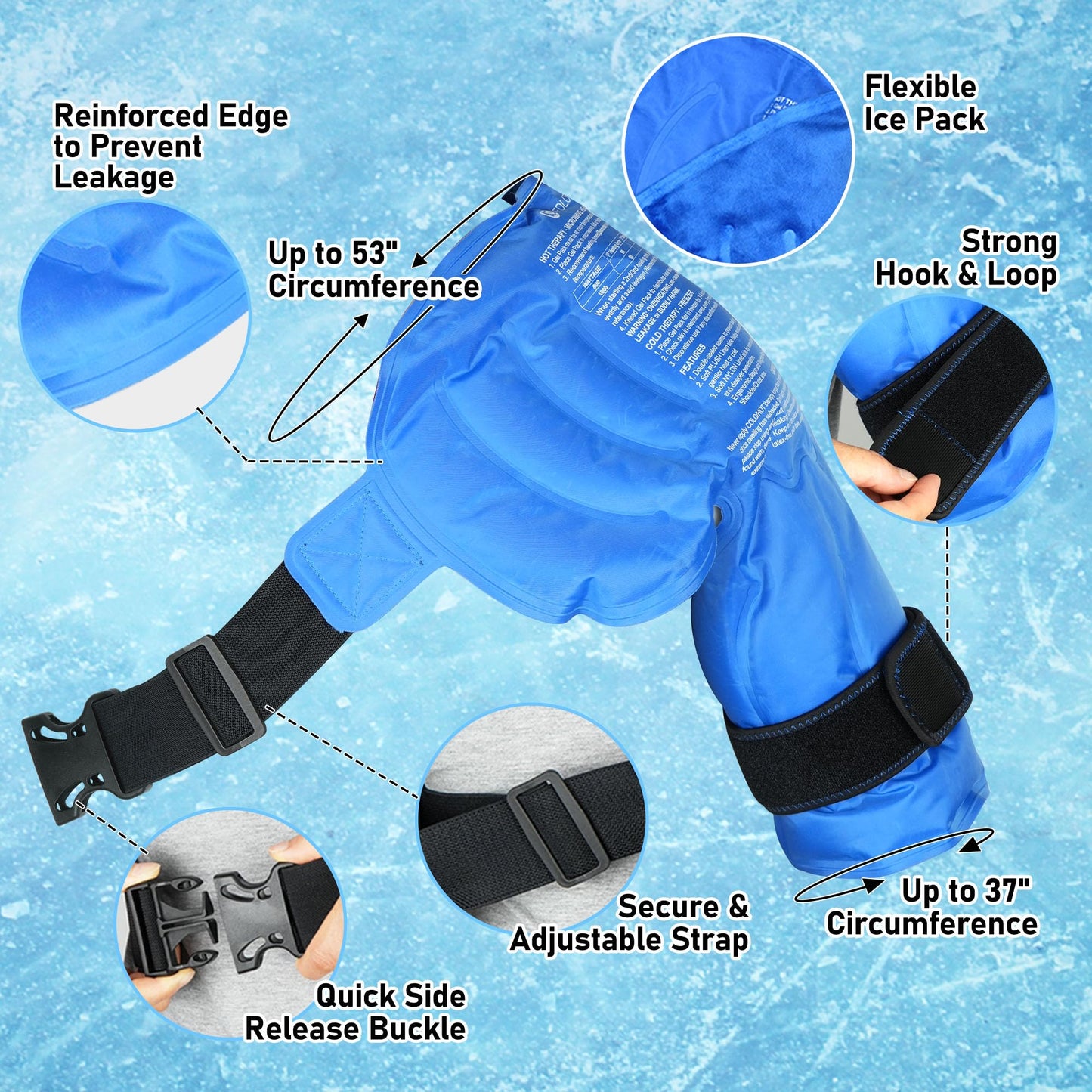 MEDLOT Shoulder Ice Pack Wrap, Larger Rotator Cuff Cold Therapy Support Brace for Shoulder Pain Relief, Reusable Gel Hot Cold Compress for Sports Injuries, Tendonitis, Surgery Recovery
