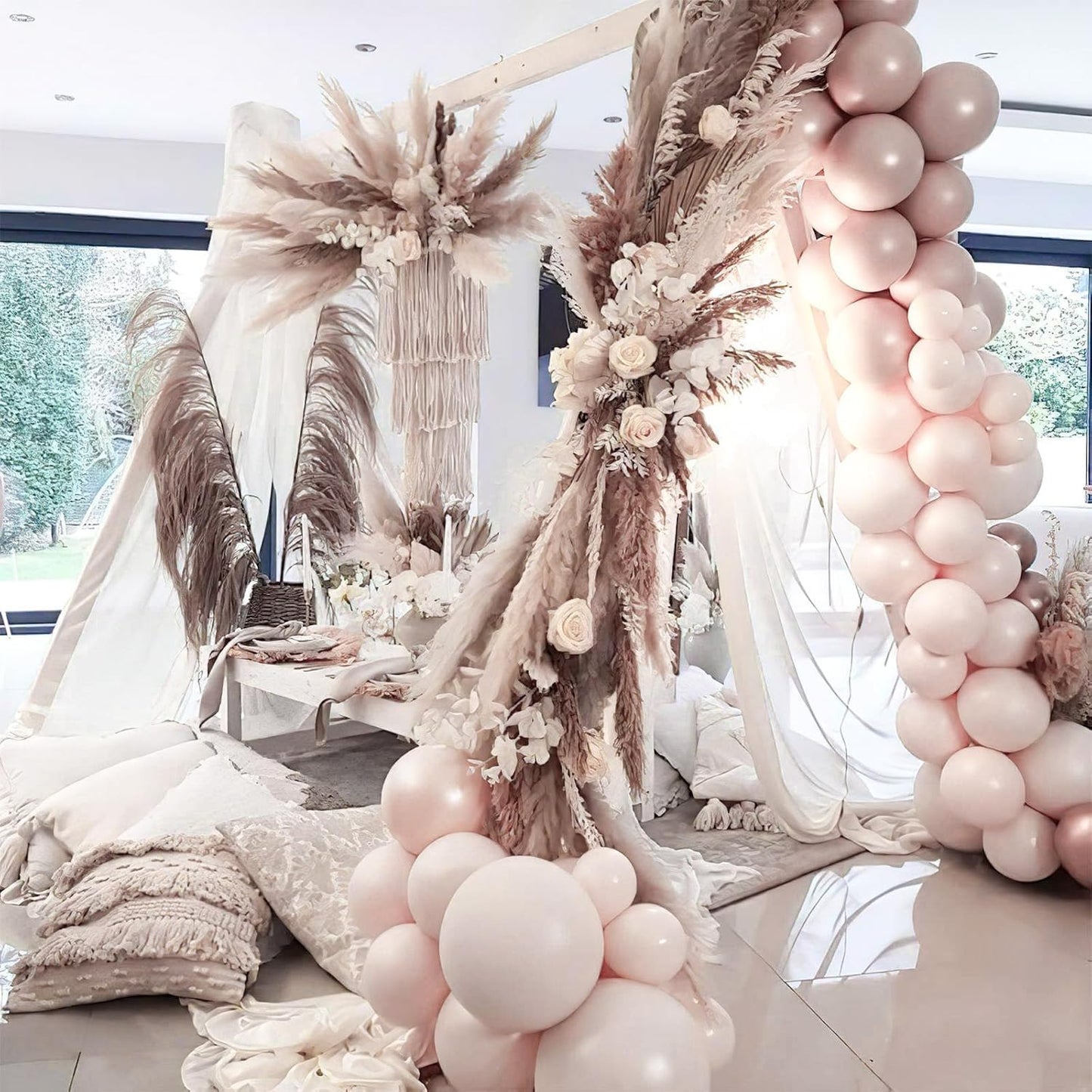 PartyWoo Beige Balloons - 101pcs 12 Inch Boho Cream & Ivory Latex for Weddings & Celebrations