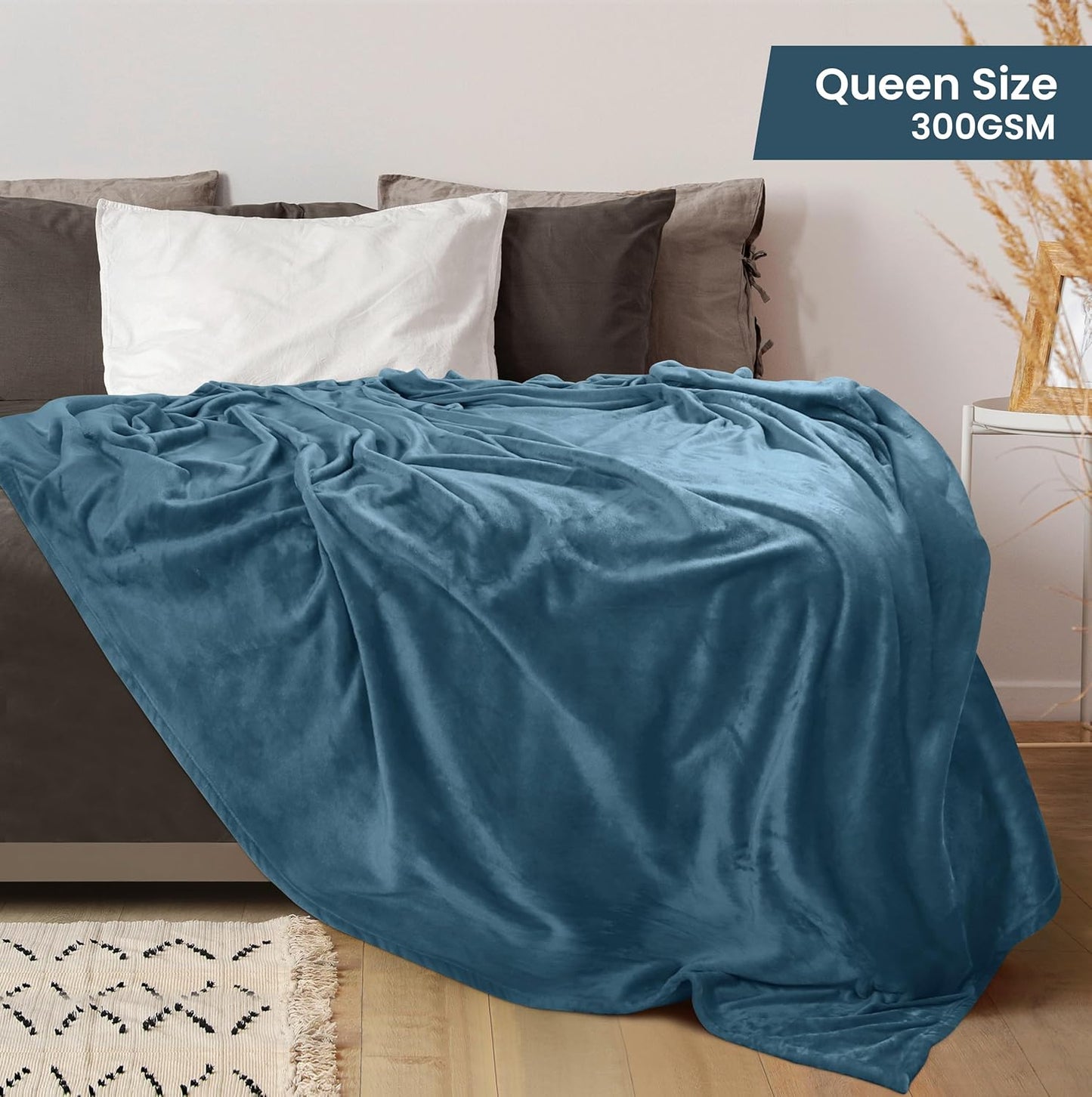 Utopia Bedding Fleece Blanket - Luxury Soft Anti-Static Microfiber | Queen Size Stone Blue (90x90 Inch)