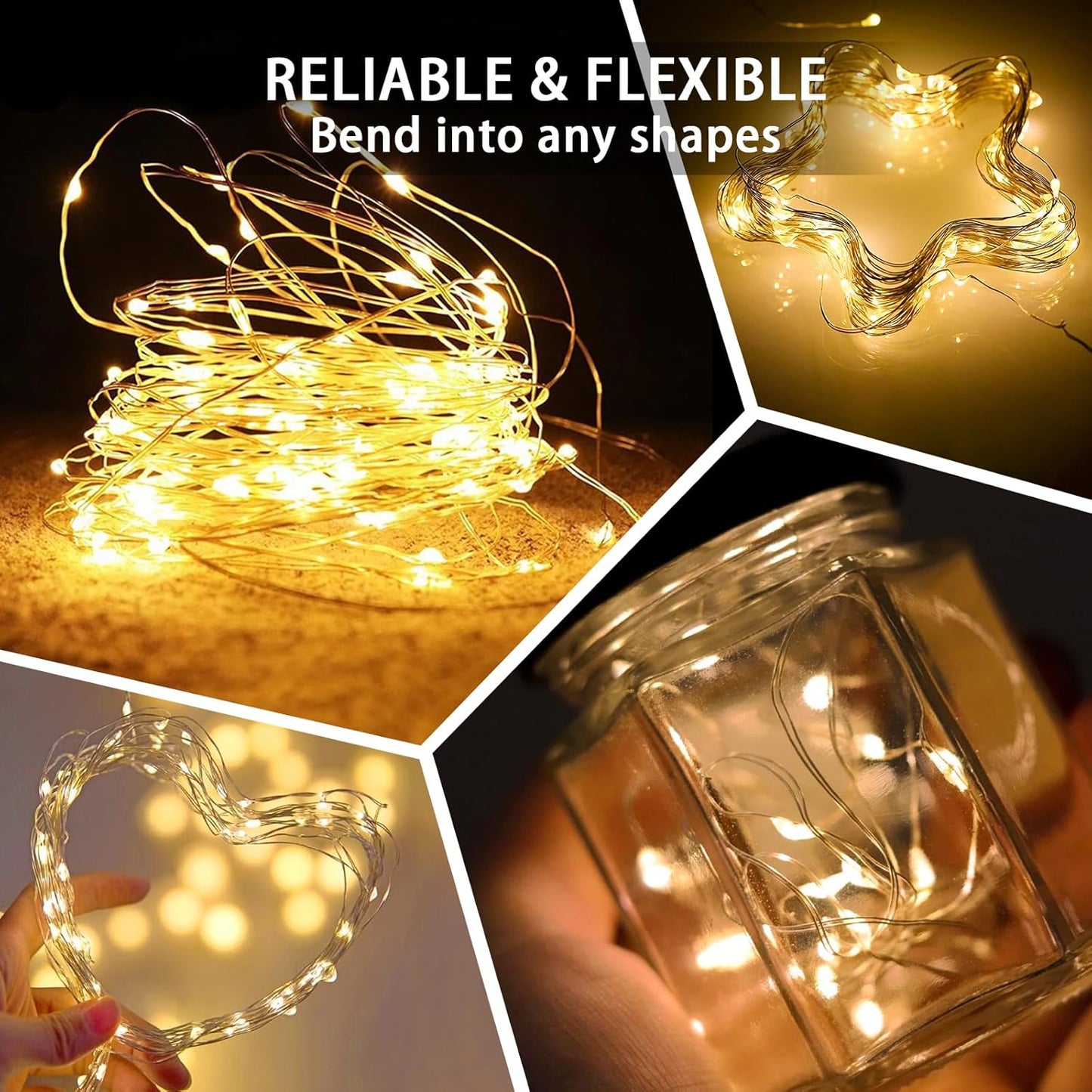 Skiennix 50-Pack Fairy Lights - 7Ft 20 LED Twinkle String Lights | Battery Operated & Waterproof for Weddings, Parties, and Home Decor - Warm White