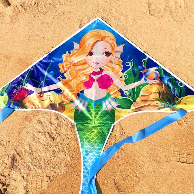 Mint's Colorful Life Mermaid Kite for Girls & Kids, Easiest to Fly Delta Kite