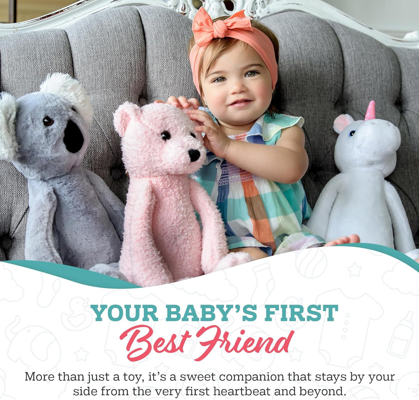 My Baby's Heartbeat Bear 20 Baby Heartbeat Recorder Keepsake with Second Voice Recorder, Pregnancy Memory Gift