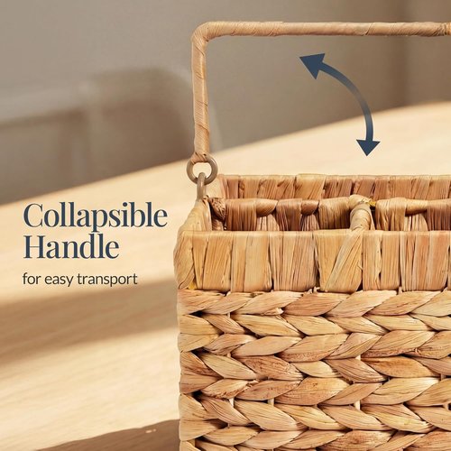 Best Choice Products Utensil Caddy - Woven Wicker 4-Compartment Silverware Organizer | Natural Cutlery Holder for Kitchen & Events