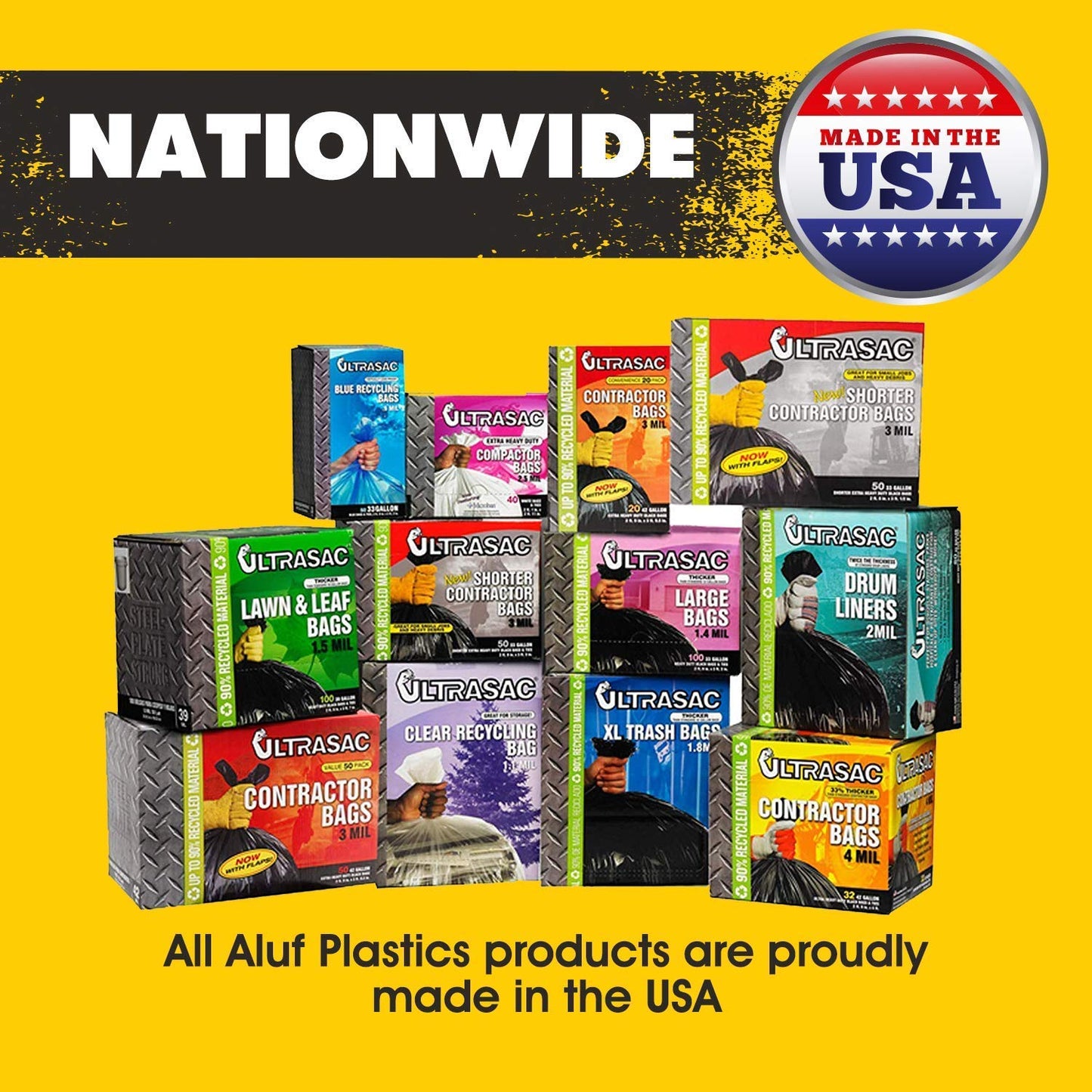 Aluf Plastics 56 Gallon 1.5 MIL (eq) Clear Heavy Duty Garbage Bags - 43" x 46" - Pack of 400 - for Industrial, Recycling, Storage, & Outdoor