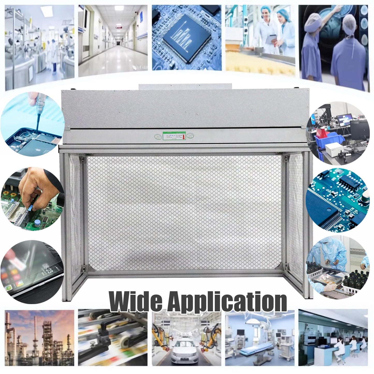 INTSUPERMAI Vertical Laminar Flow Hood Air Flow Clean Bench Workstation with HEPA Aluminum Blade Fan Rated Air Volume 706cfm Dust Free Room Workshop for Phone LCD Repair Workshop Laboratory Using 110V