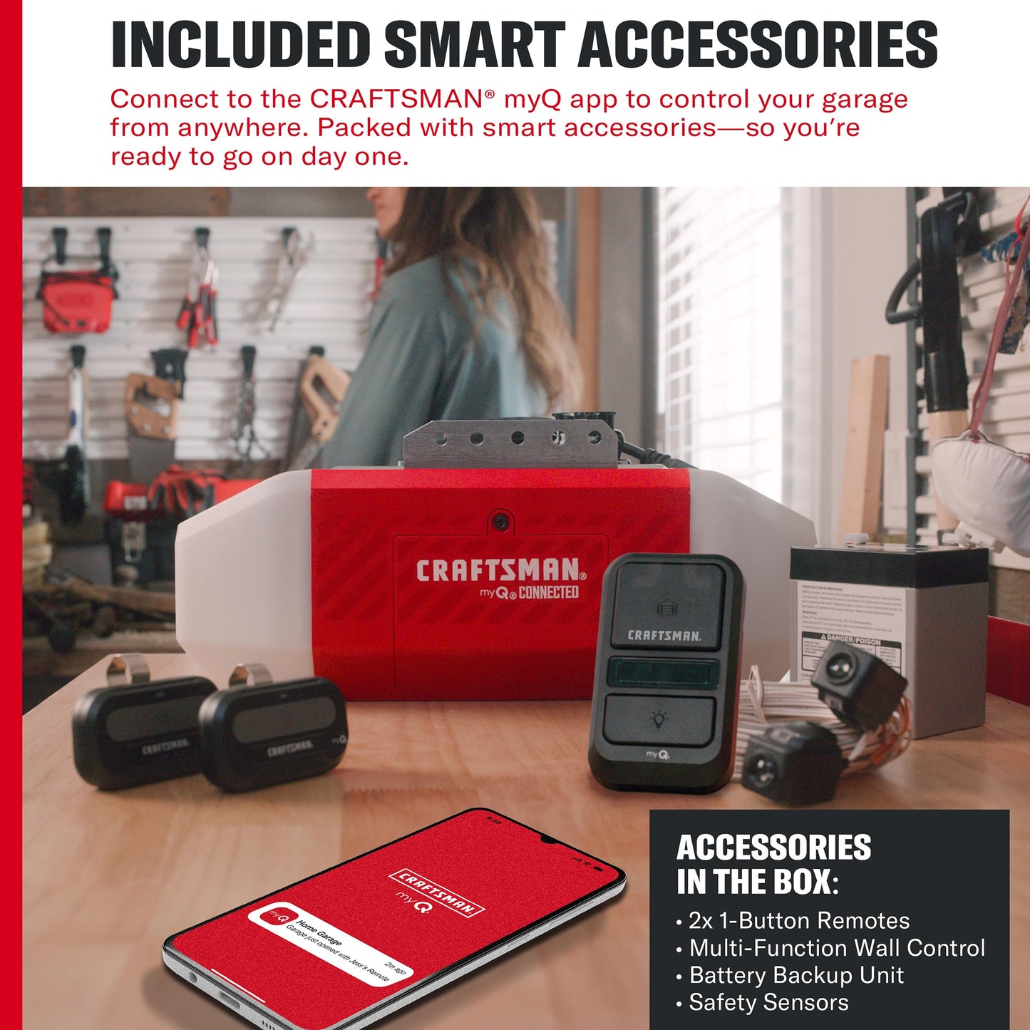 Craftsman 3/4 HP myQ Ultra-Quiet Smart Belt Drive 2-Light System Garage Door Opener with Wi-Fi® and Battery Backup