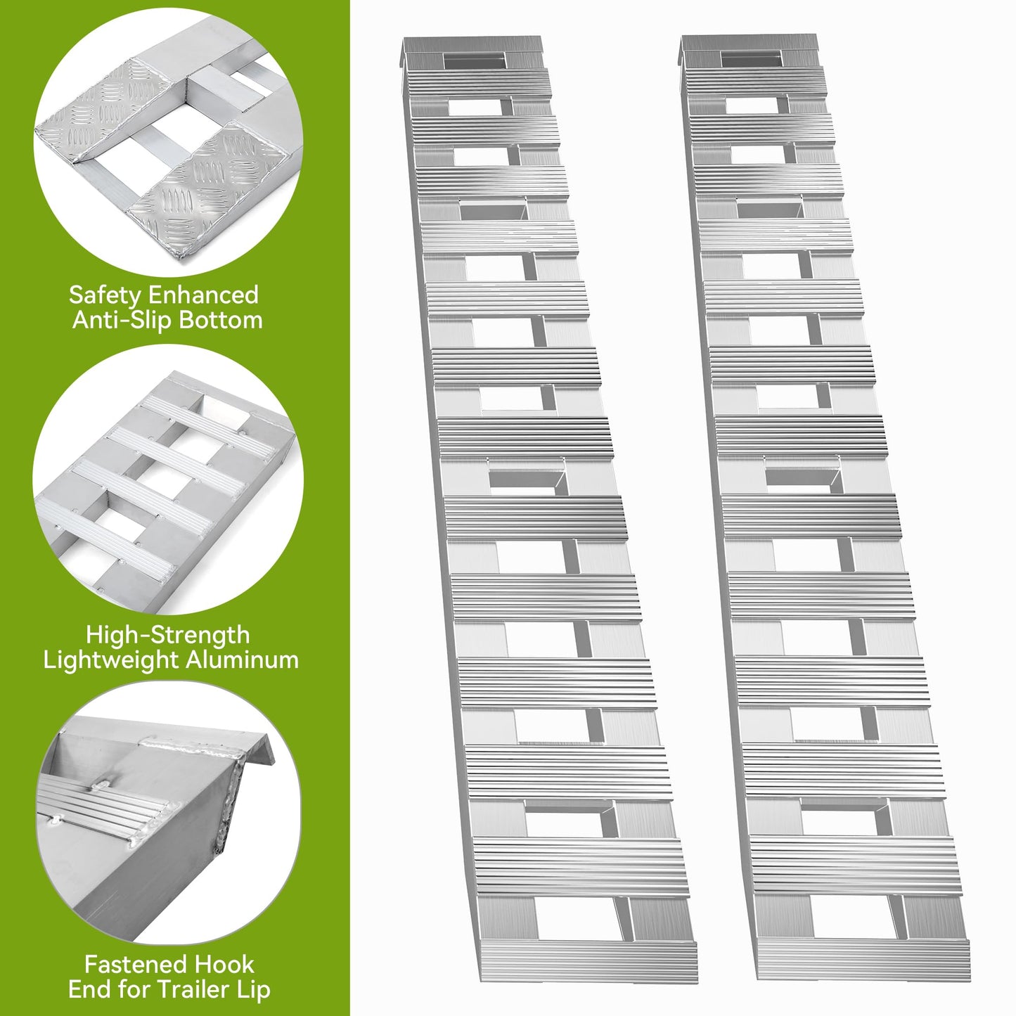 AUTOSAVER88 2pcs 6000lbs 72" x 15" Aluminum Trailer Ramps, Loading Ramps Car ATV Truck Auto Hauler Knife & Hook Ends
