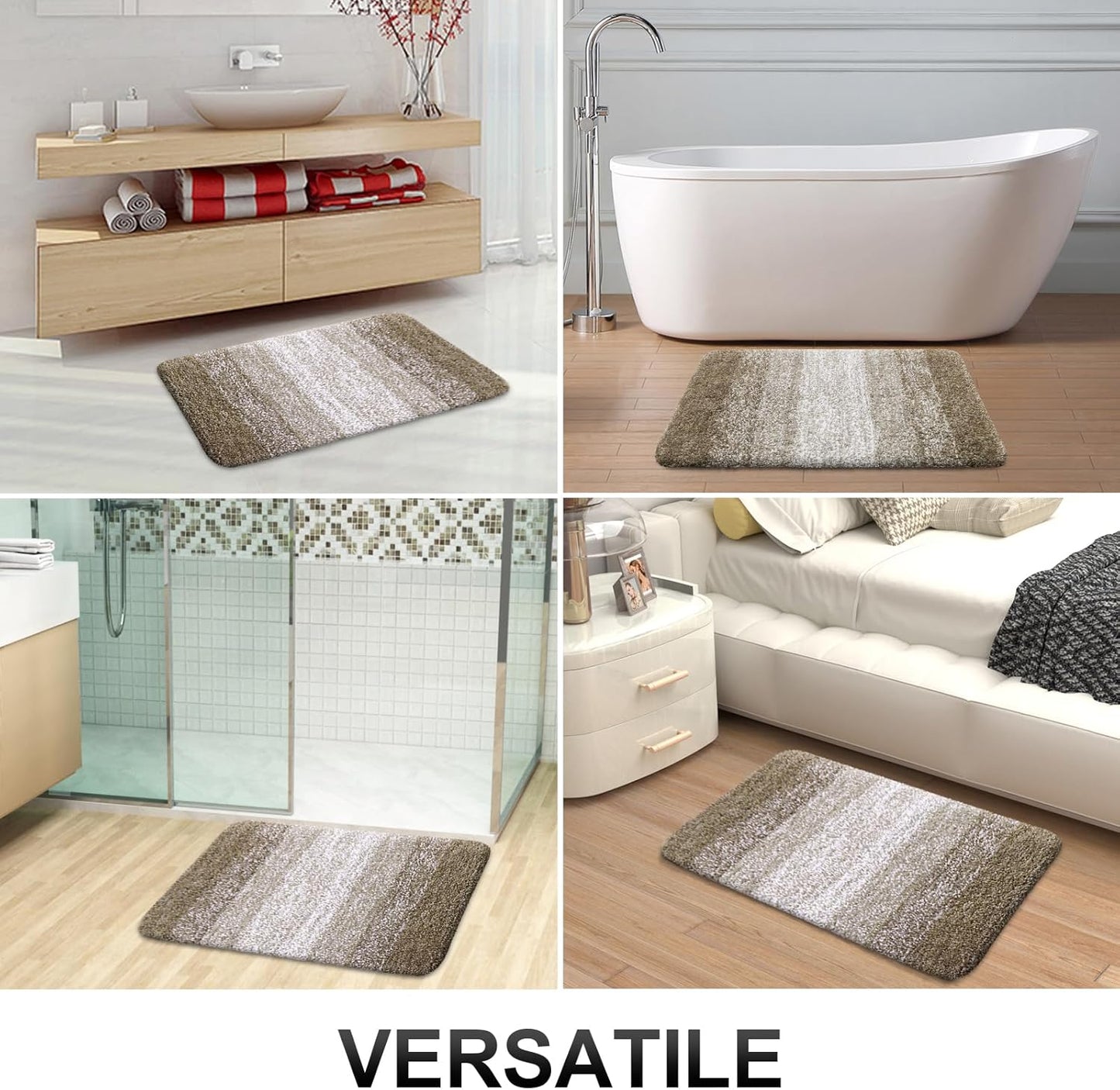 OLANLY Luxury U-Shaped Toilet Rugs - Extra Soft, Absorbent Microfiber Bath Mat | 24x20, Non-Slip, Coffee Color