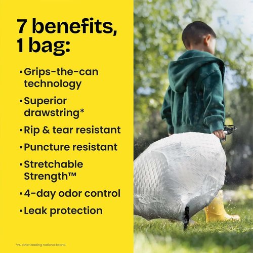 Glad Tall Kitchen Drawstring Trash Bags - Odorshield 13 Gallon White Bags with Febreze Fresh Clean | 110 Count