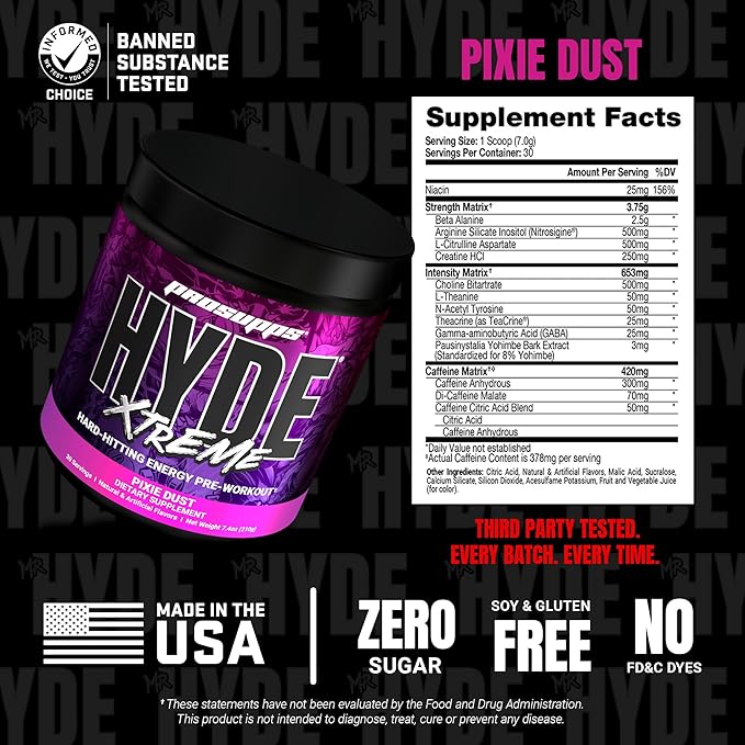 PROSUPPS Mr. Hyde Xtreme Pre Workout Powder with Creatine, Beta Alanine & Caffeine ??Extreme Energy, Pumps, Focus & Performance - Fitness & Gym Supplements for Men & Women (Pixie Dust, 30 Servings)