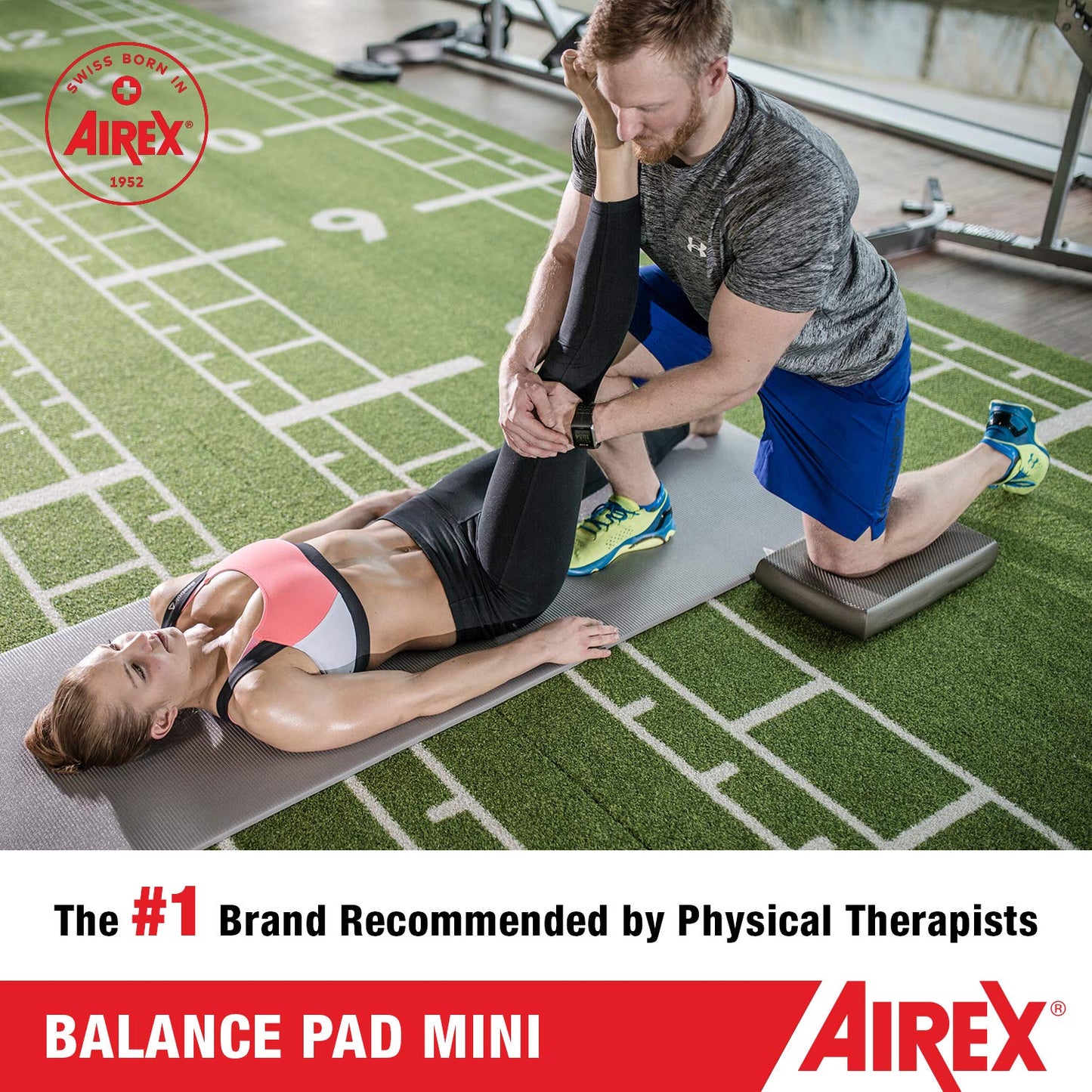 Airex Balance Pad - Exercise Foam Pad Physical Therapy, Workout, Plank, Yoga, Pilates, Stretching, Balancing Stability Mat, Kneeling Cushion, Mobility Strength Trainer for Knee, Ankle - Mini, Lava